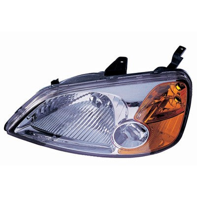 2002 honda civic front driver side replacement headlight lens and housing arswlho2502116c