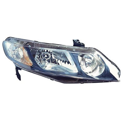 2008 honda civic front passenger side replacement headlight lens and housing arswlho2503127c