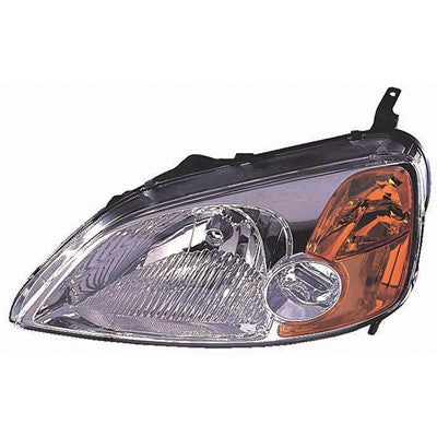 2001 honda civic front driver side replacement headlight lens and housing arswlho2518102c