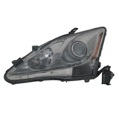 2008 lexus is250 front driver side replacement halogen headlight lens and housing arswllx2502132c