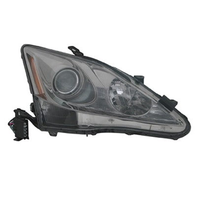 2008 lexus is250 front passenger side replacement halogen headlight lens and housing arswllx2503132c