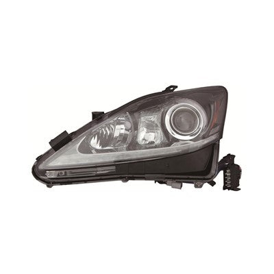 2011 lexus is350 front driver side replacement hid headlight lens and housing arswllx2518133c