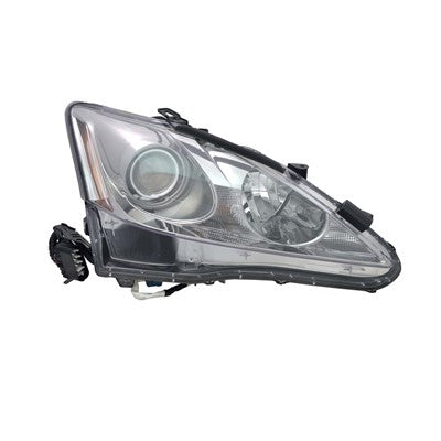 2011 lexus is250 front passenger side replacement halogen headlight lens and housing arswllx2519131c