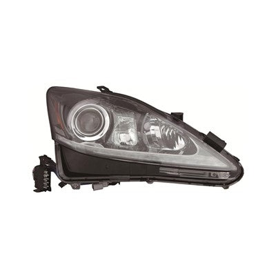 2011 lexus is350 front passenger side replacement hid headlight lens and housing arswllx2519133c