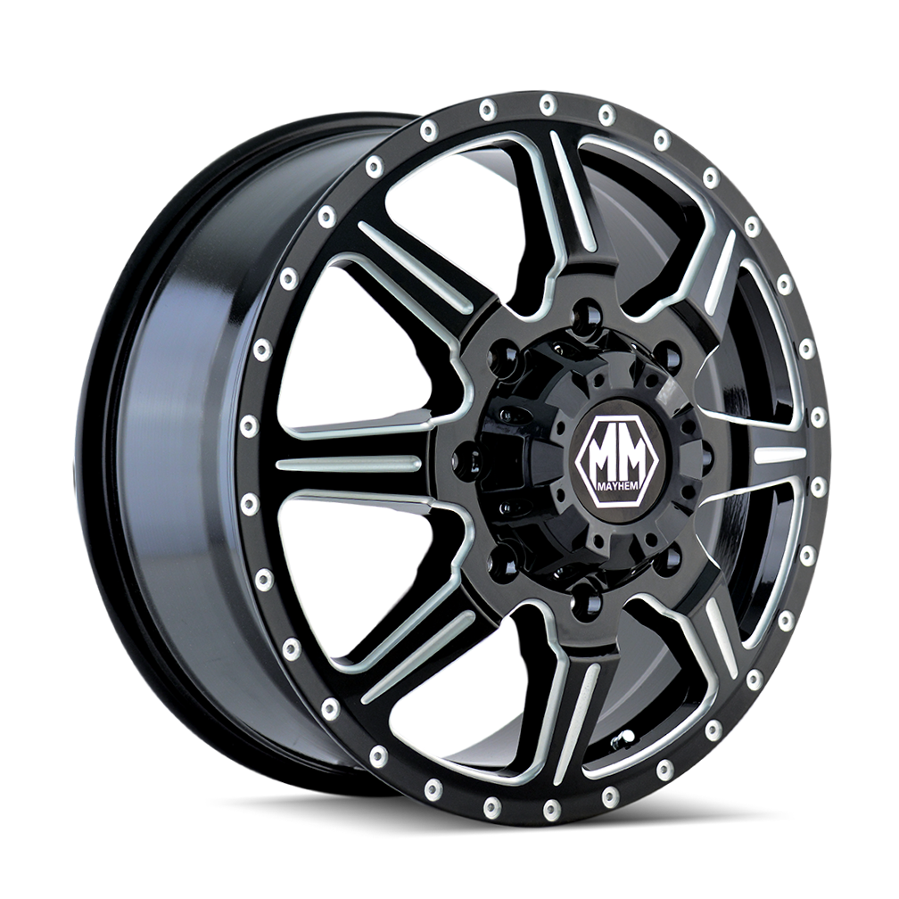 Mayhem 22"x8.25" Non-Chrome Front Black/Milled Spokes Custom Wheel ARSWCW810122877MF