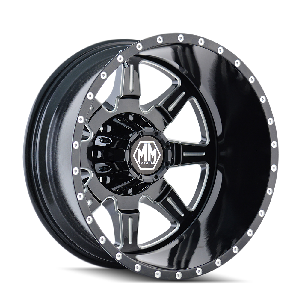 Mayhem 17"x6.5" Non-Chrome Rear Black/Milled Spokes Custom Wheel ARSWCW81017677MR