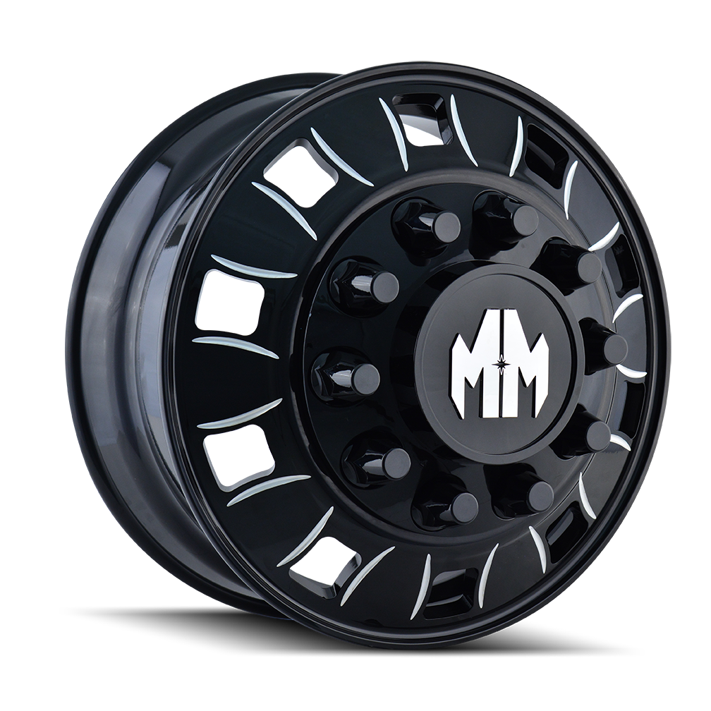 Mayhem 22.5"x8.25" Non-Chrome Front Black/Milled Spokes Custom Wheel ARSWCW8180225810BMF