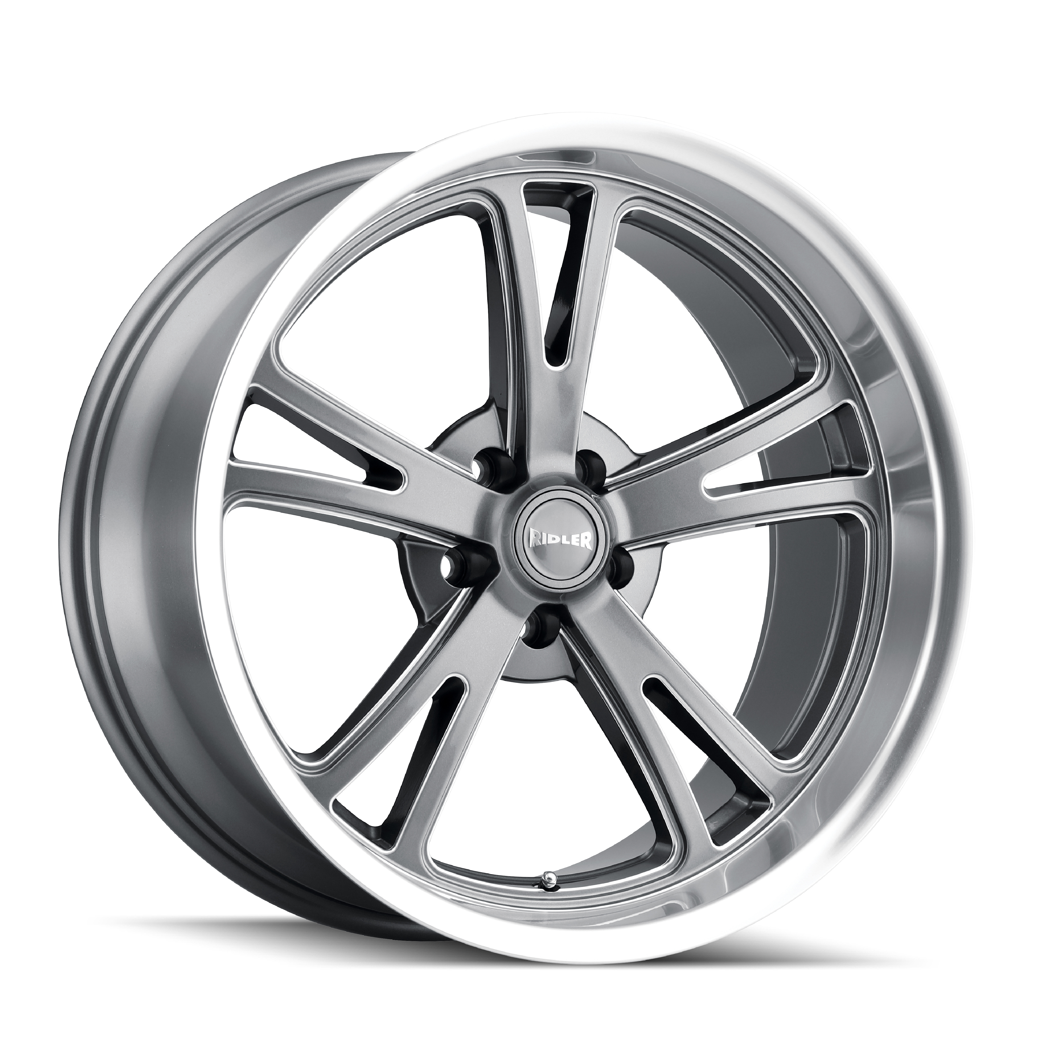 Ridler 18"x8" Non-Chrome Grey w/Machined Lip Custom Wheel ARSWCW6068865G