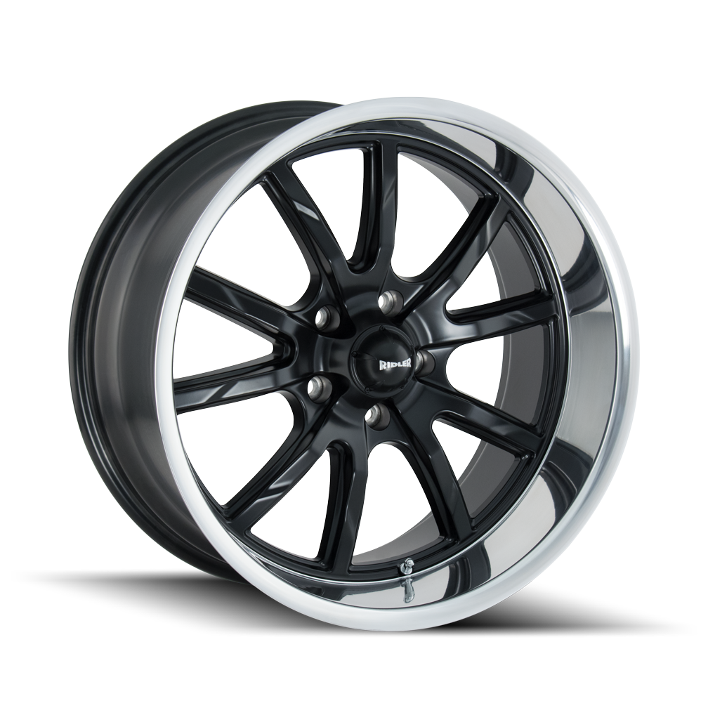 Ridler 20"x10" Non-Chrome Matte Black/Polished Lip Custom Wheel ARSWCW6502112MB38