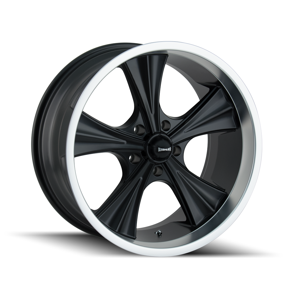 Ridler 18"x8" Non-Chrome Matte Black/Machined Lip Custom Wheel ARSWCW6518865MB