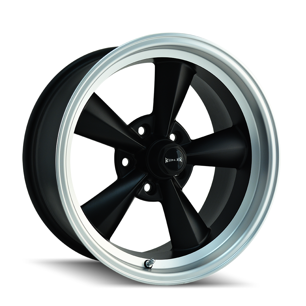 Ridler 17"x7" Non-Chrome Matte Black/Machined Lip Custom Wheel ARSWCW6757761MB