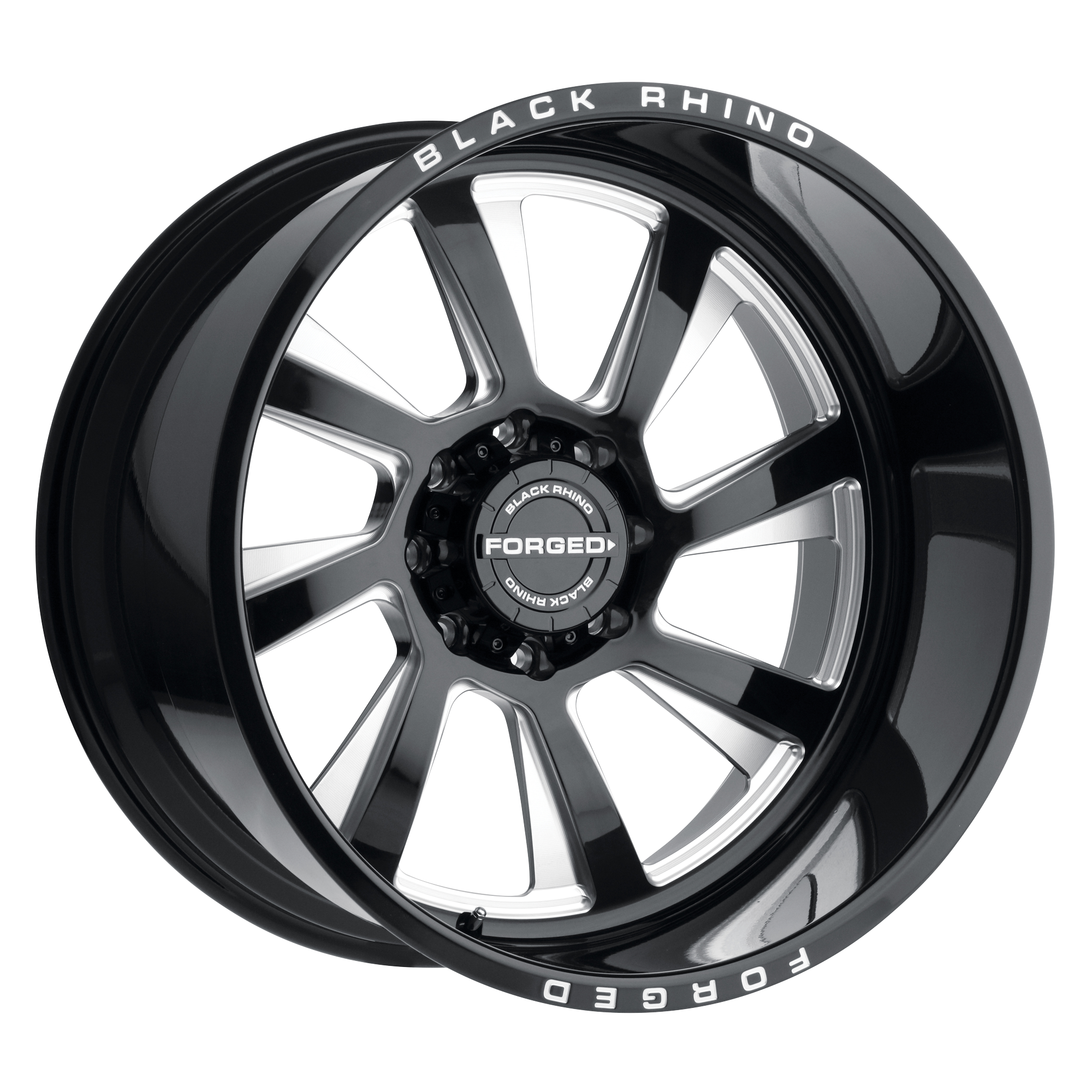 Black Rhino 22"x14" Non-Chrome Gloss Black with Milled Spokes Directional Custom Wheel ARSWCW2214BLR68170B25L