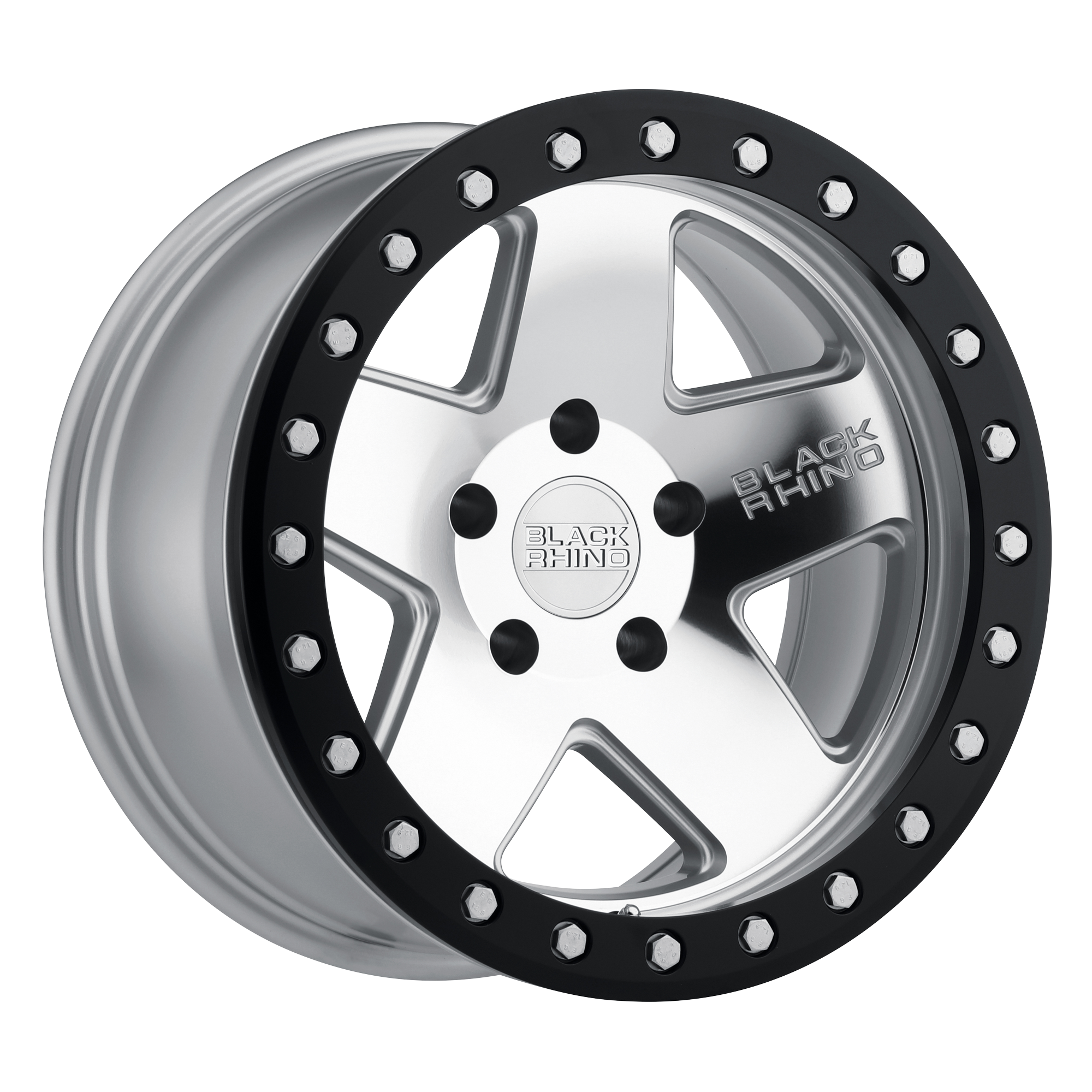 Black Rhino 17"x8.5" Non-Chrome Silver with Mirror Face and Black Lip Ring Custom Wheel ARSWCW1785CRL25114S71