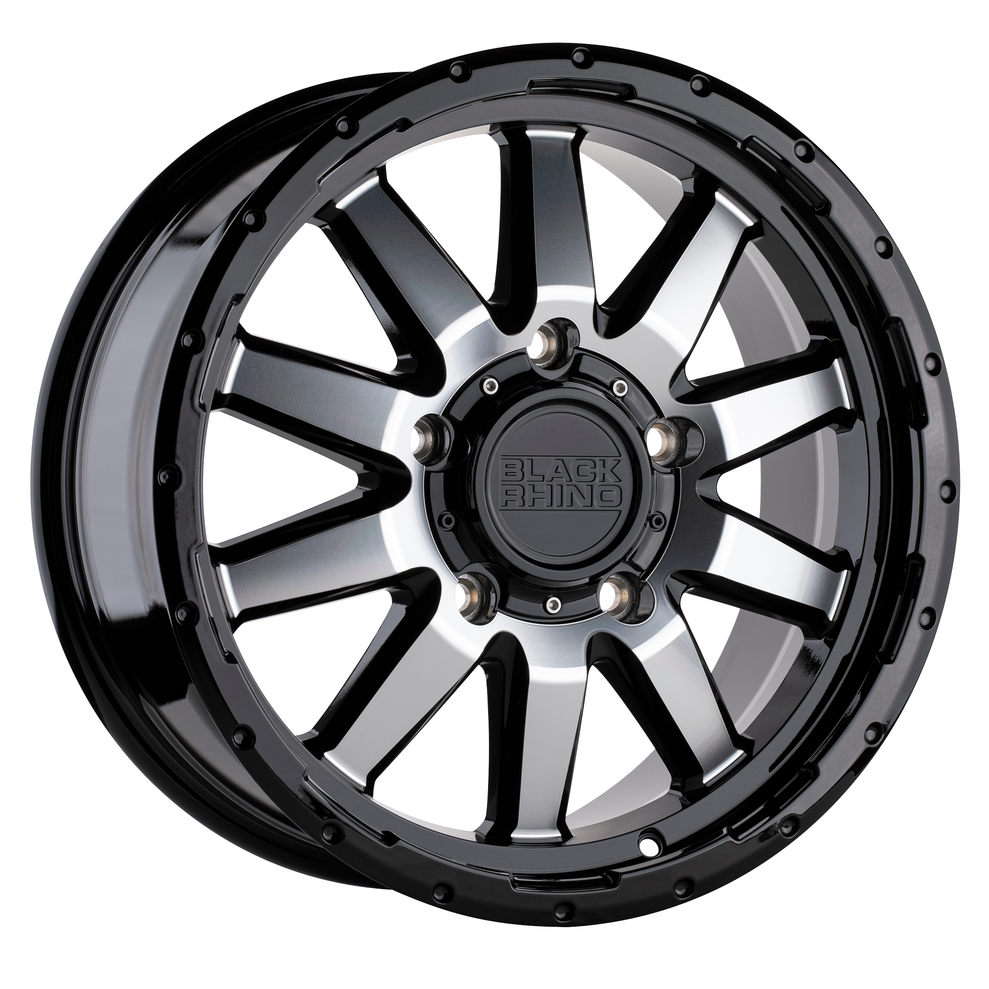 Black Rhino 17"x7.5" Non-Chrome Gloss Black with Mirror Face Custom Wheel ARSWCW1775ECN455160B65