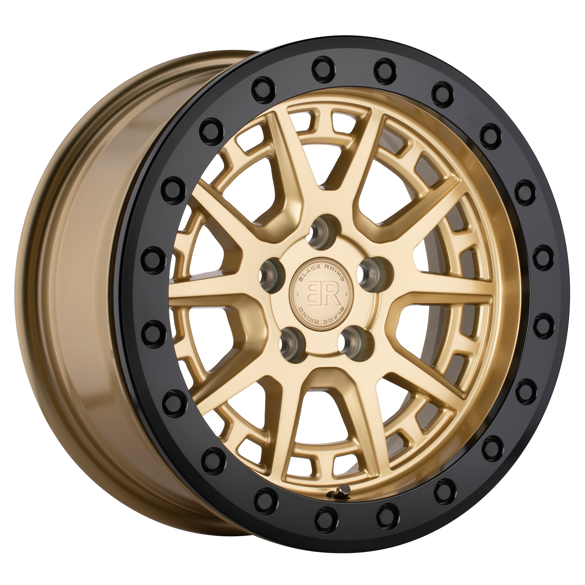 Black Rhino 15"x7" Non-Chrome Gold with Black Ring and Bolts Custom Wheel ARSWCW1570GRV155100L72