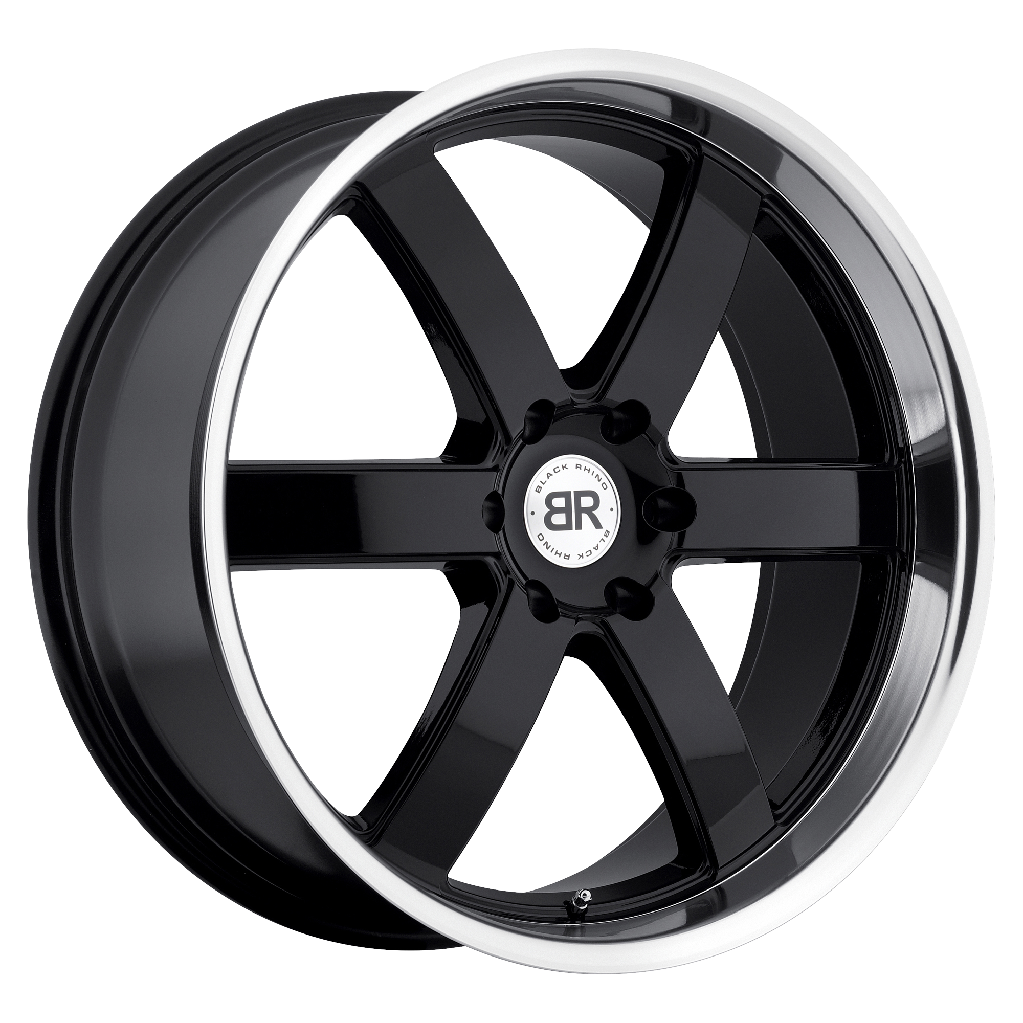 Black Rhino 20"x8.5" Non-Chrome Gloss Black with Machine Ring Custom Wheel ARSWCW2085PND186114B76