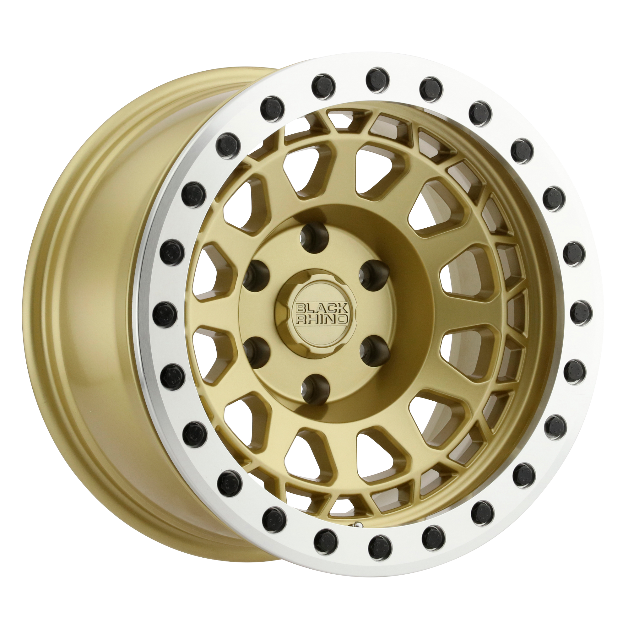 Black Rhino 17"x8.5" Non-Chrome Matte Gold with Machined Ring Custom Wheel ARSWCW1785PRM006140L12