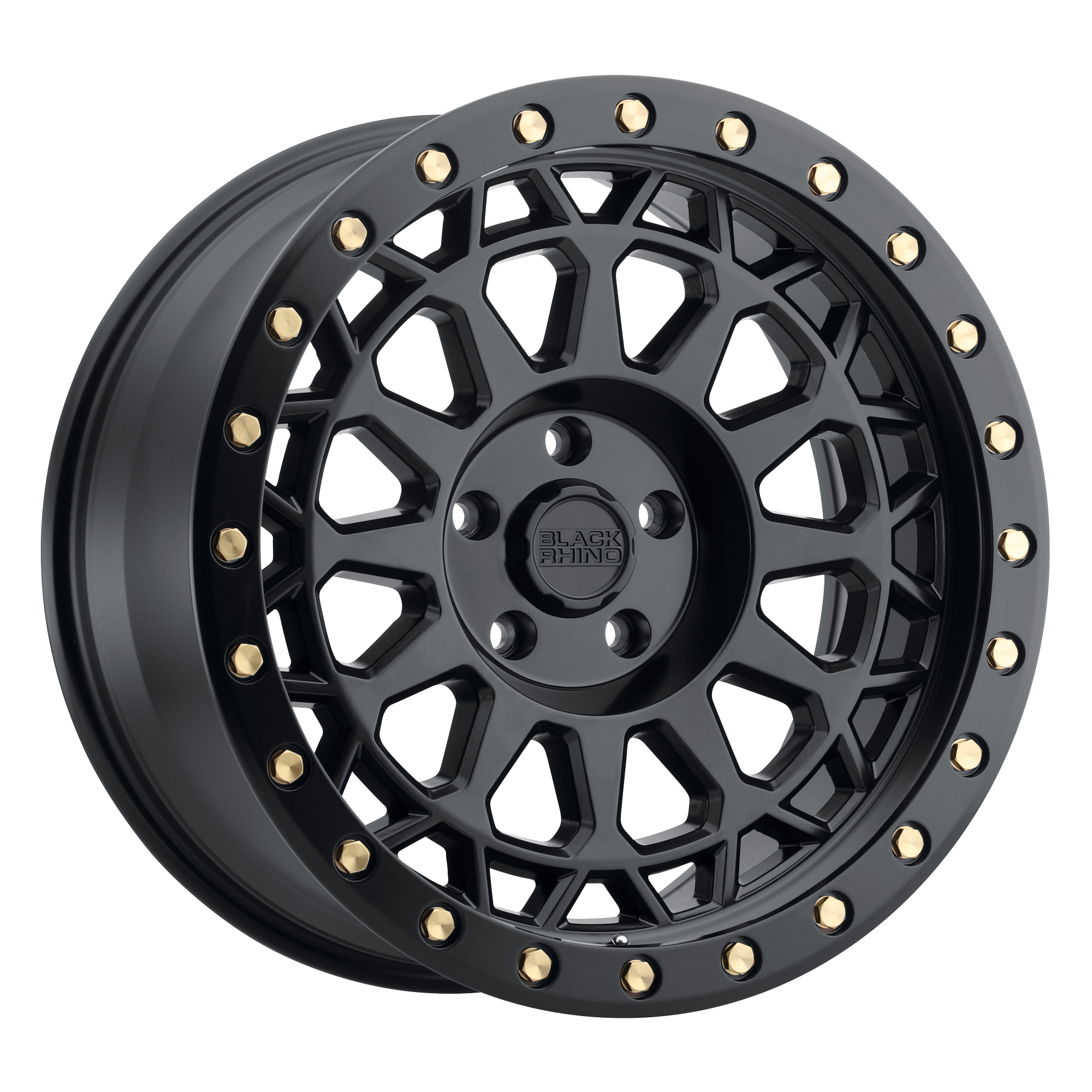 Black Rhino 17"x8.5" Non-Chrome Matte Black with Brass Bolts Custom Wheel ARSWCW1785PRM06140M12