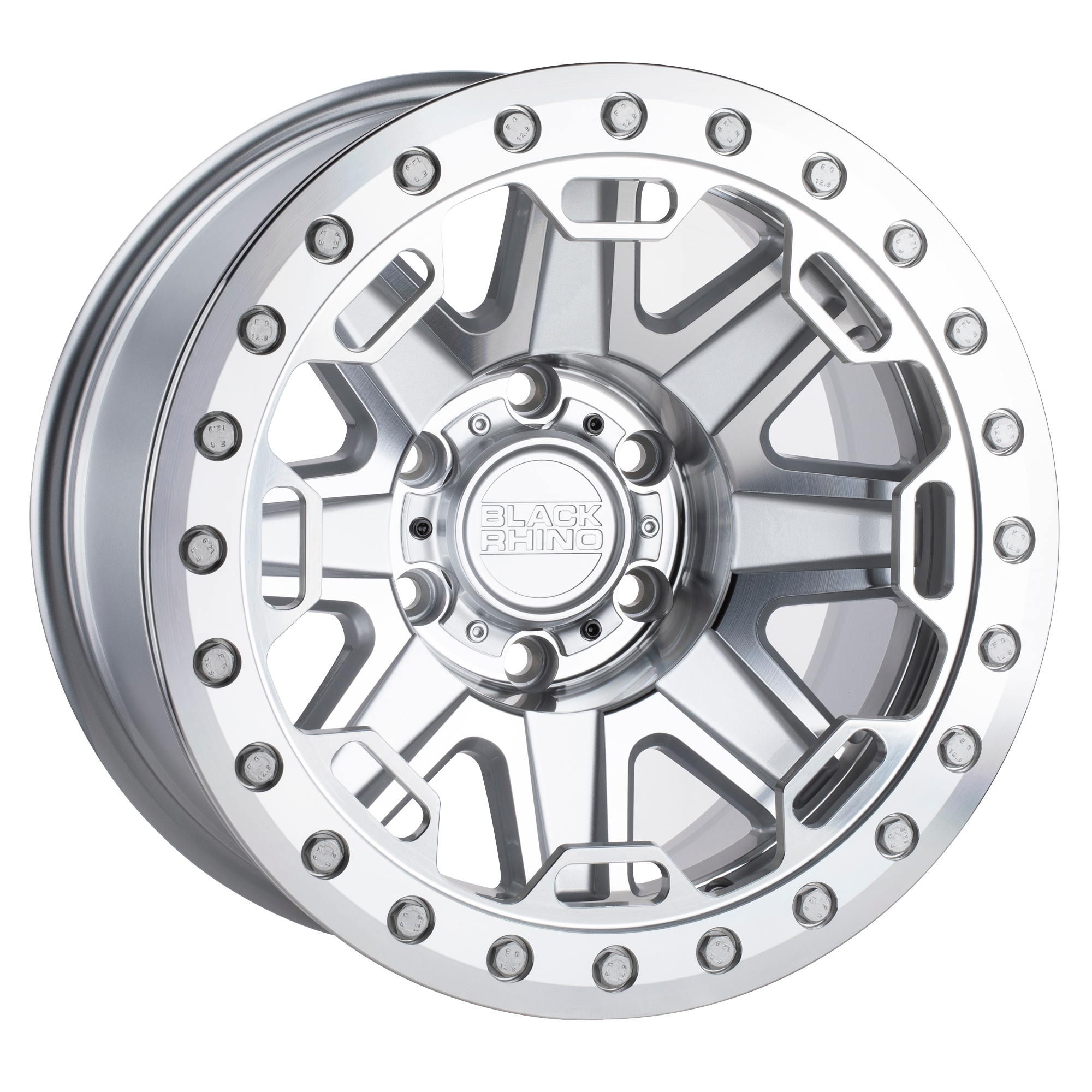 Black Rhino 17"x8.5" Non-Chrome Silver with Mirror Face and Machined Ring Custom Wheel ARSWCW1785RFT85127S71