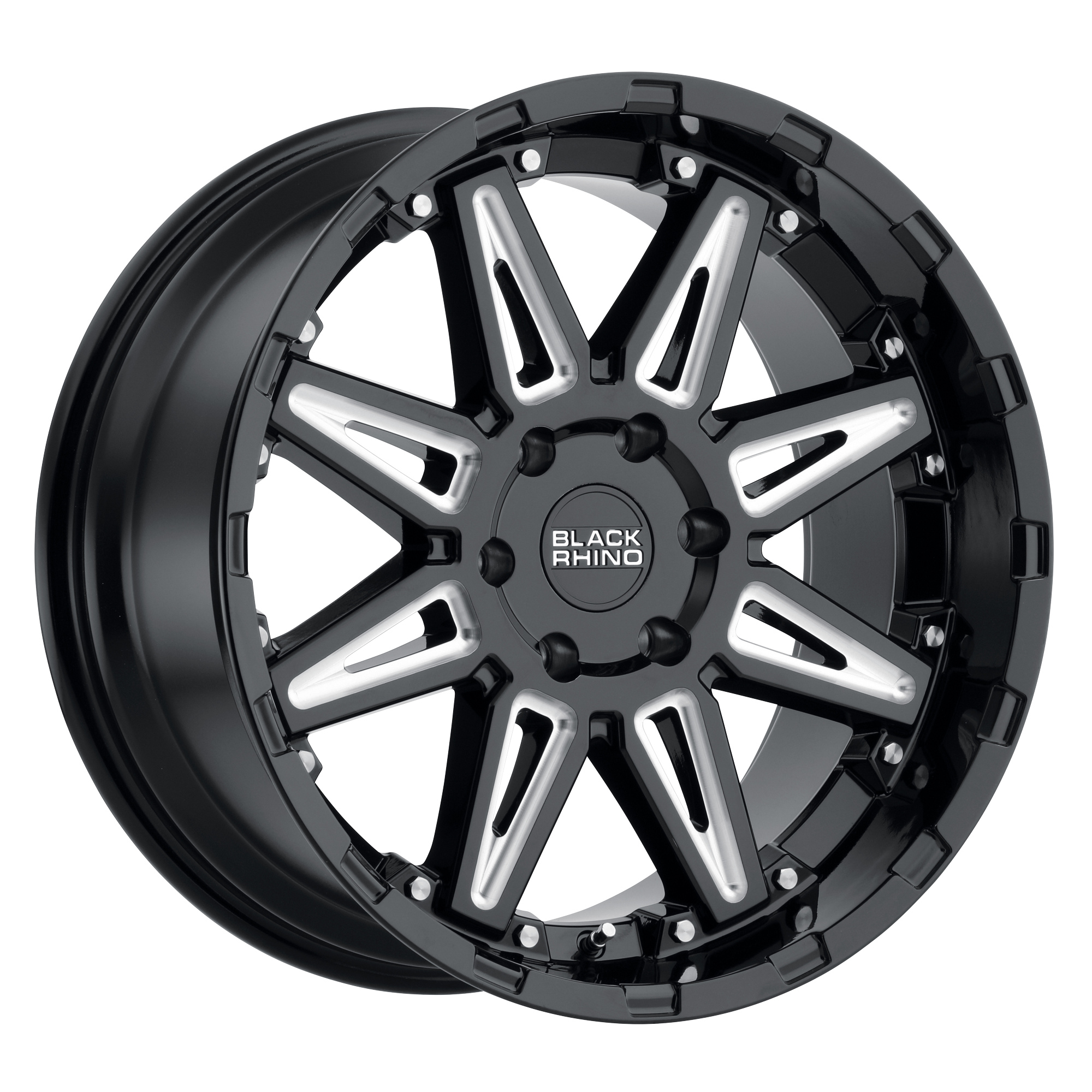 Black Rhino 17"x9.5" Non-Chrome Gloss Black With Milled Spokes Custom Wheel ARSWCW1795RSH86140B12