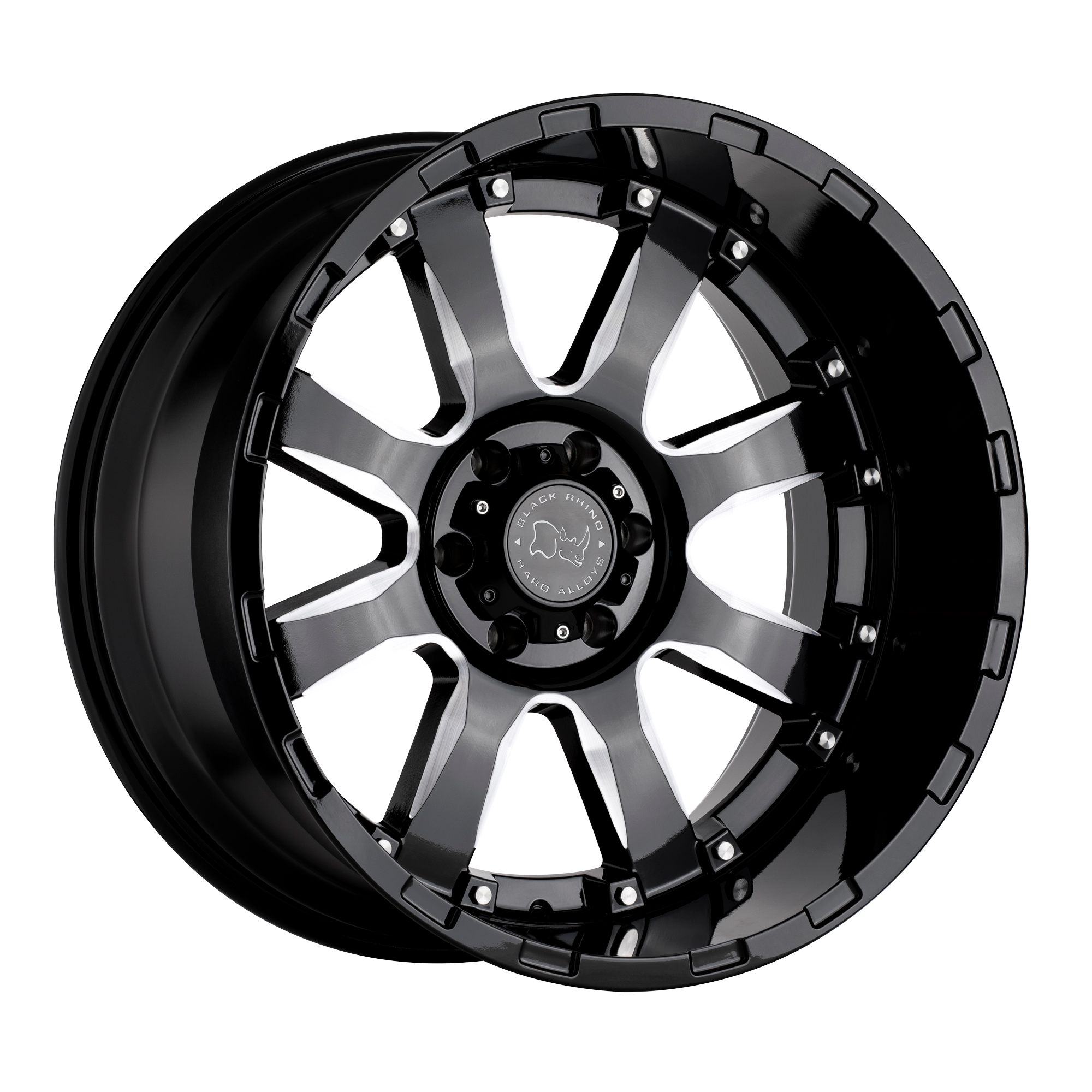 Black Rhino 22"x11.5" Non-Chrome Gloss Black With Milled Spokes Custom Wheel ARSWCW2215SRA48180B25