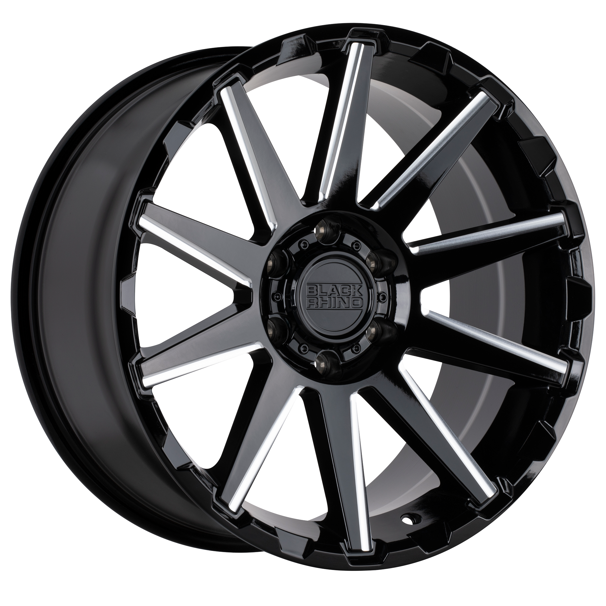 Black Rhino 20"x9.5" Non-Chrome Gloss Black With Milled Spokes Custom Wheel ARSWCW2095TYN126120B67