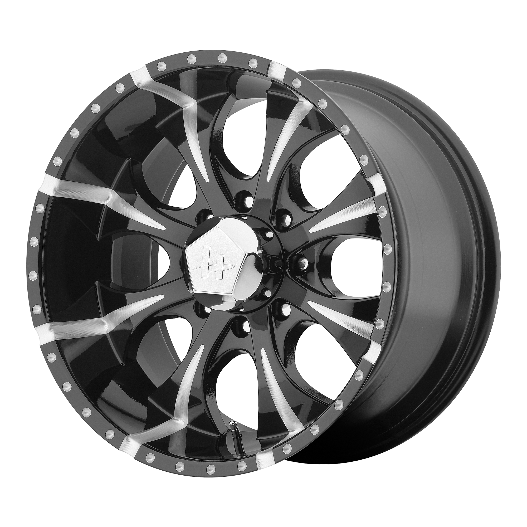 Helo 20"x10" Non-Chrome Gloss Black Milled Custom Wheel ARSWCWHE7912080912