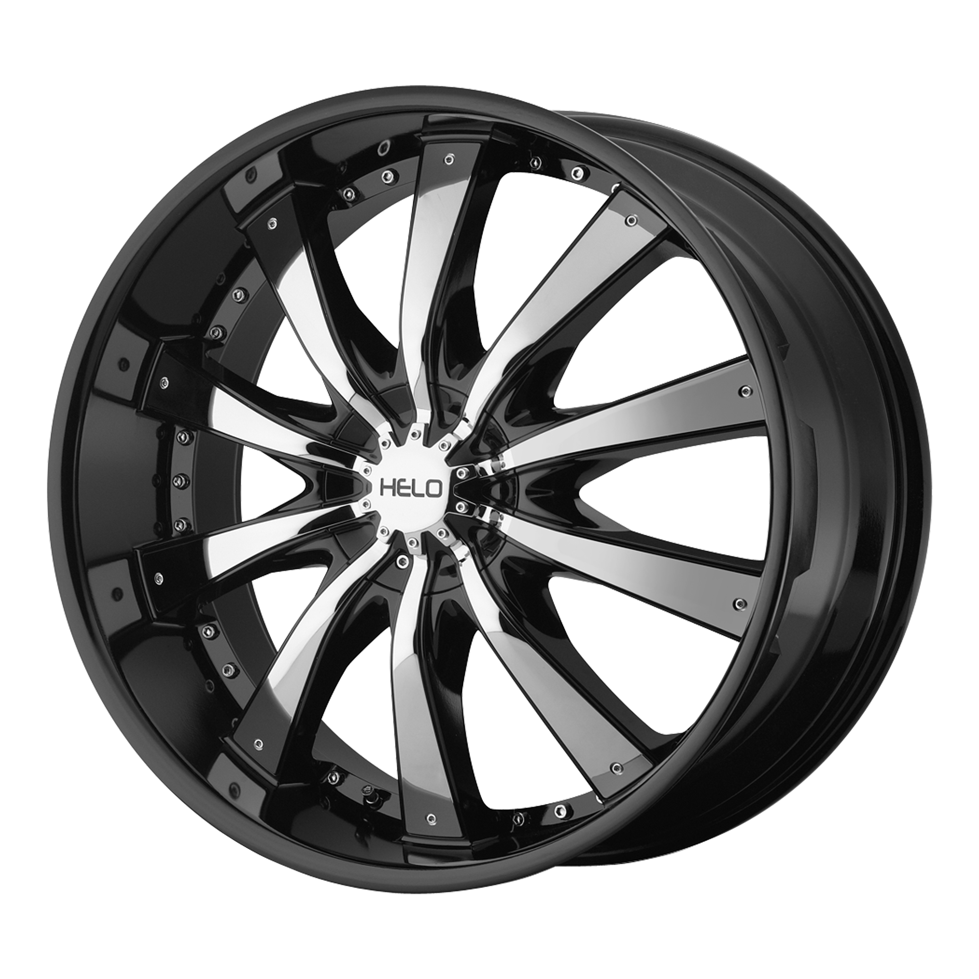 Helo 20"x8.5" Non-Chrome Gloss Black With Removable Chrome Accents Custom Wheel ARSWCWHE87528554338