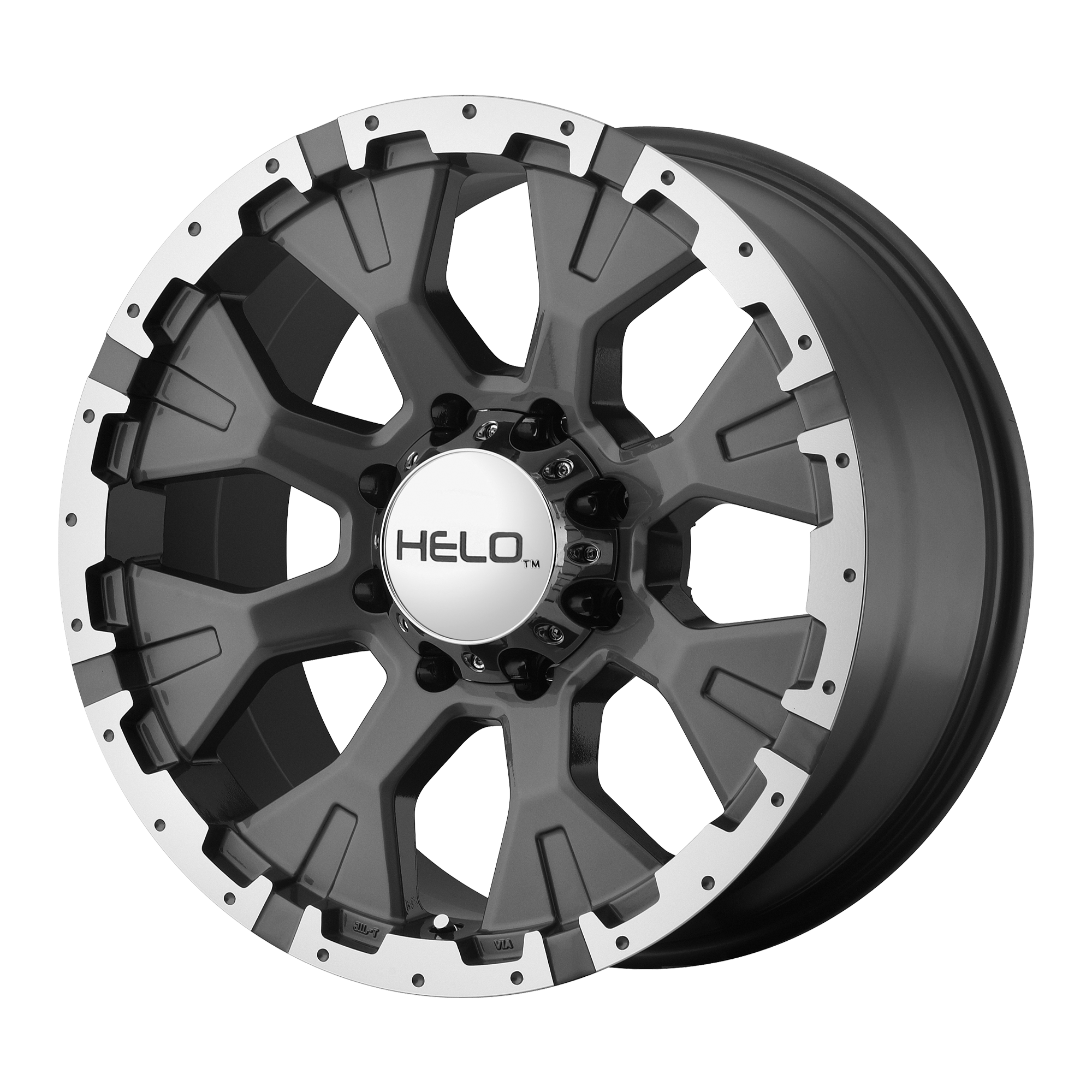 Helo 18"x9" Non-Chrome Dark Silver With Machined Flange Custom Wheel ARSWCWHE87889087412N