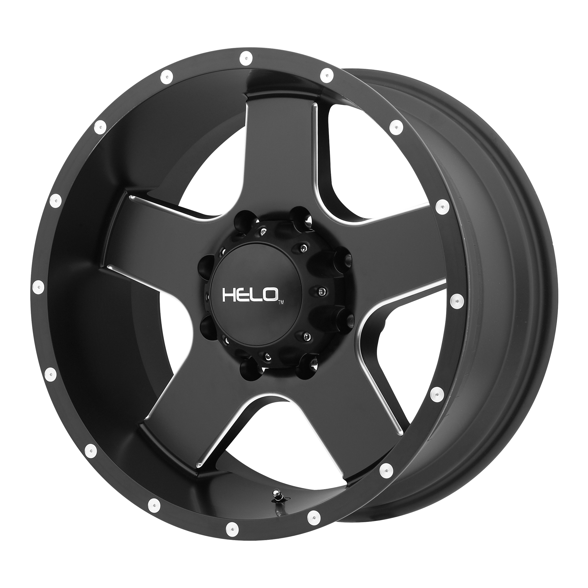 Helo 17"x9" Non-Chrome Satin Black With Milled Spokes And Flange Custom Wheel ARSWCWHE88679068718