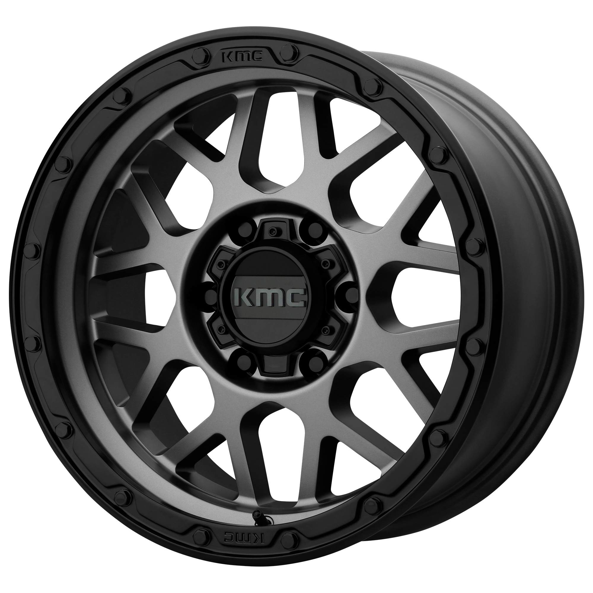 KMC 20"x9" Non-Chrome Matte Gray Matte Black Lip Custom Wheel ARSWCWKM53529050418