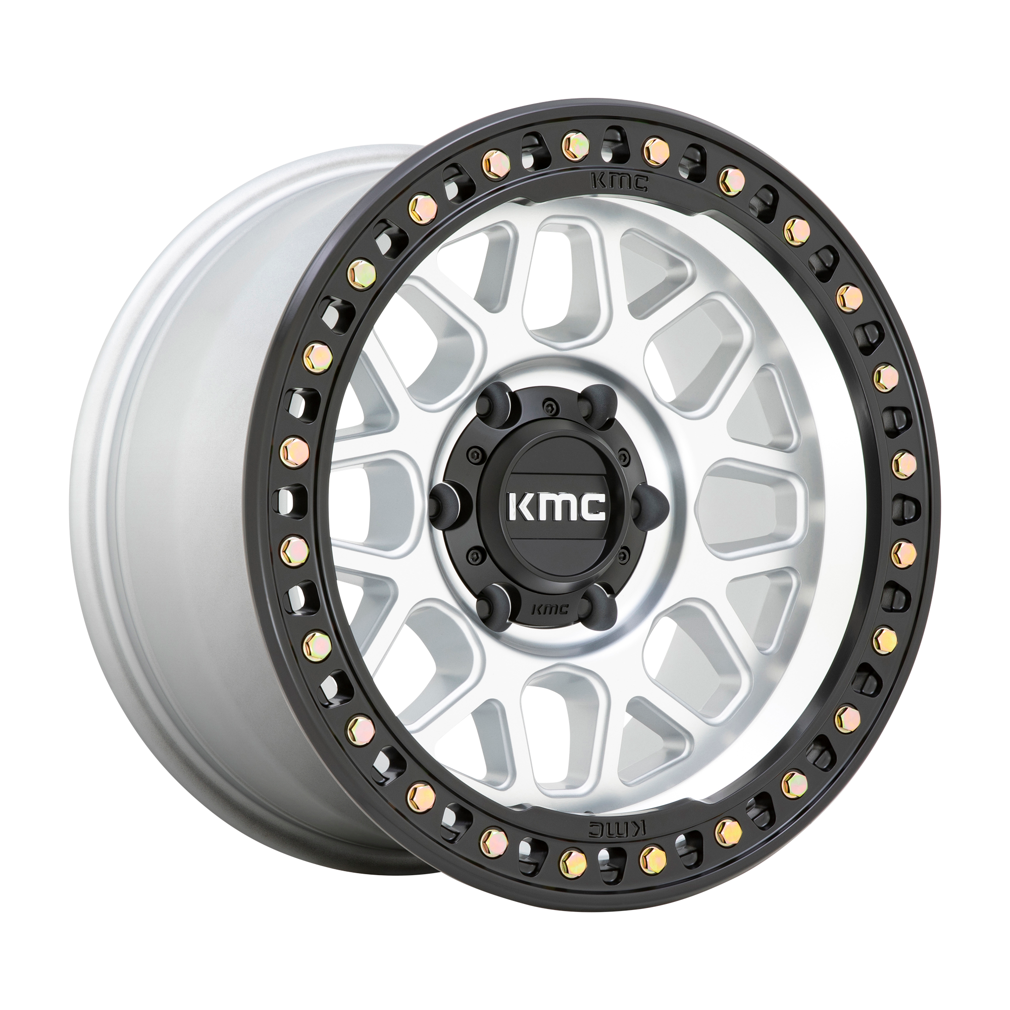 KMC 18"x9" Non-Chrome Machined With Satin Black Lip Custom Wheel ARSWCWKM54989080518