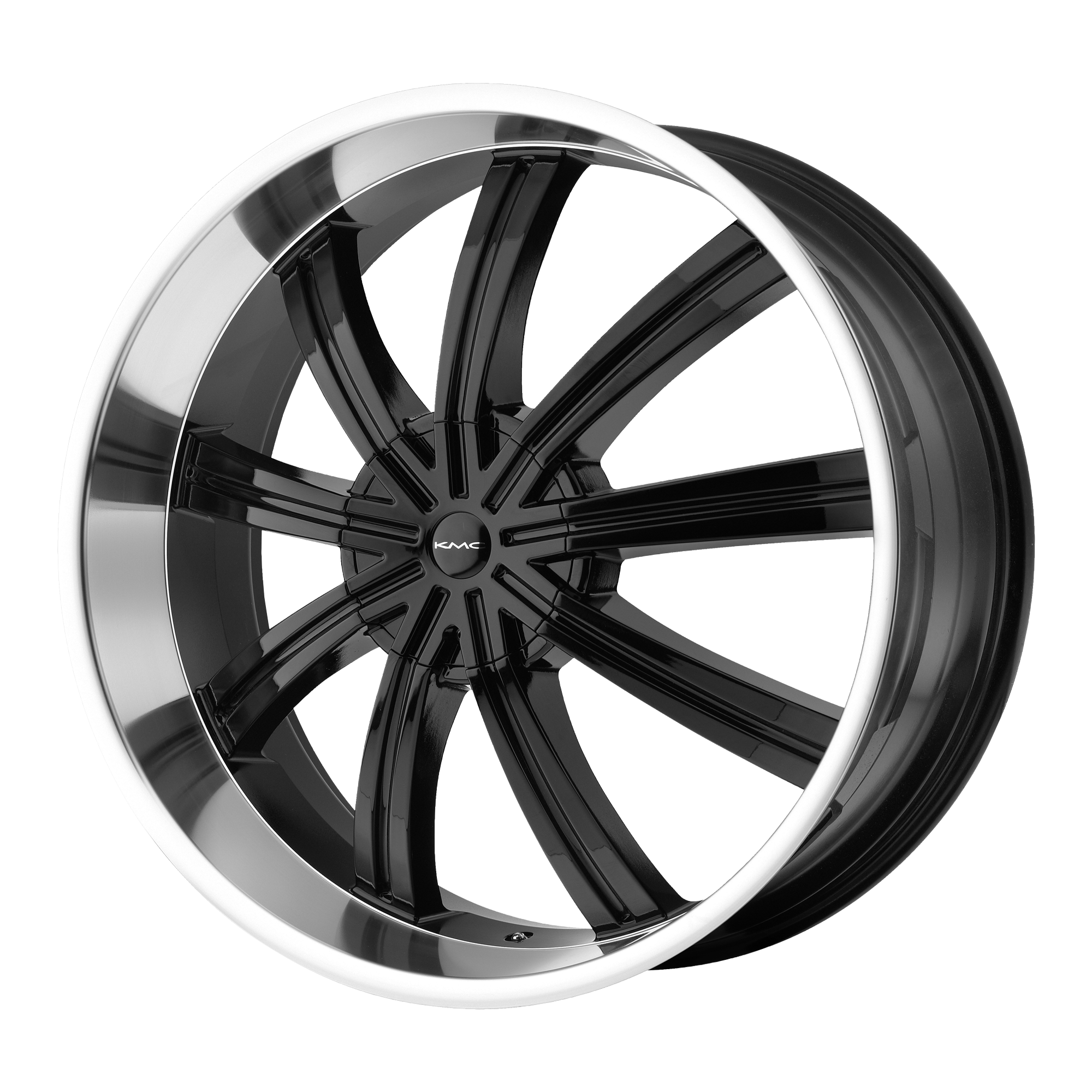 KMC 22"x9.5" Non-Chrome Gloss Black With Machined Face Custom Wheel ARSWCWKM67222926315