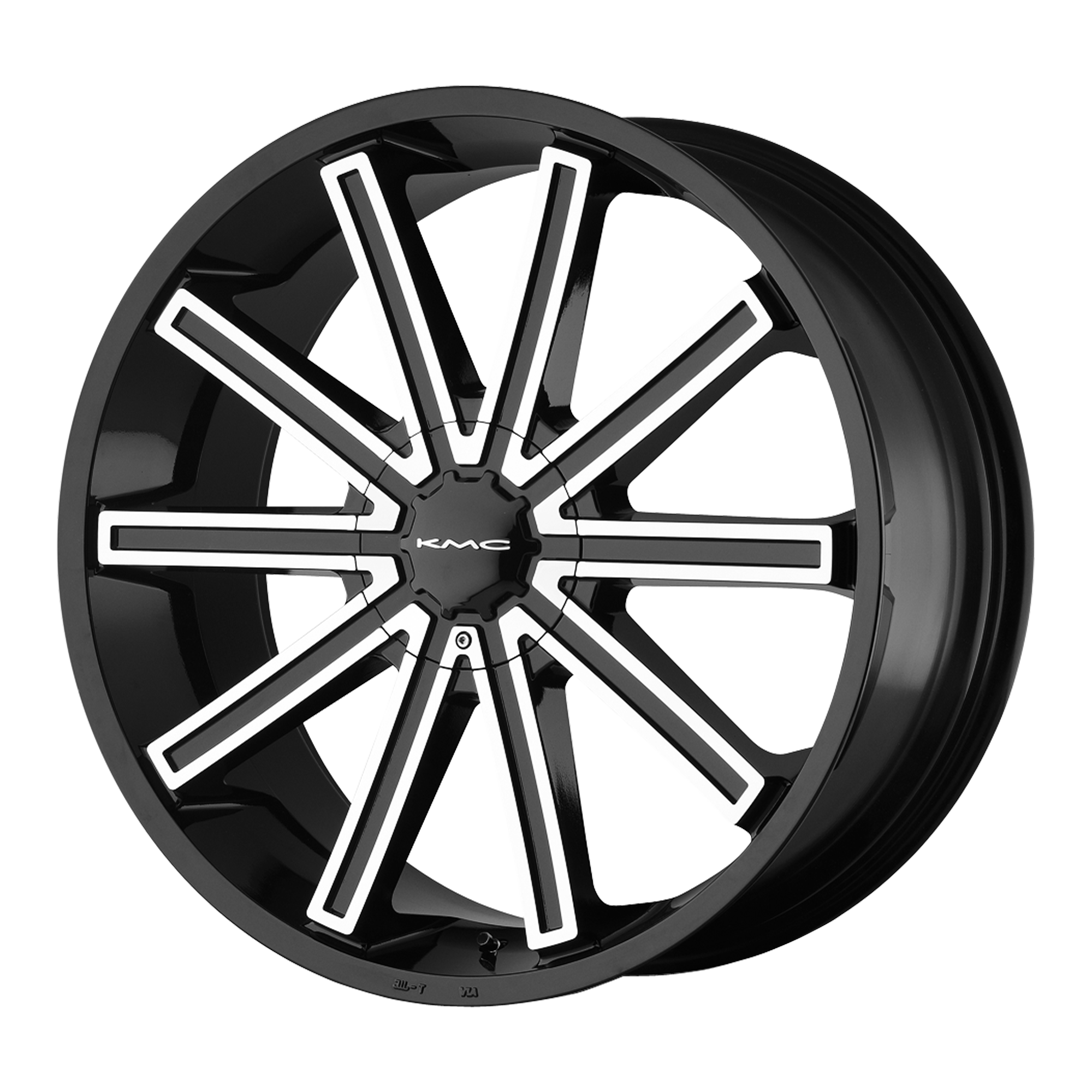 KMC 20"x8.5" Non-Chrome Gloss Black Machined Custom Wheel ARSWCWKM68128520315