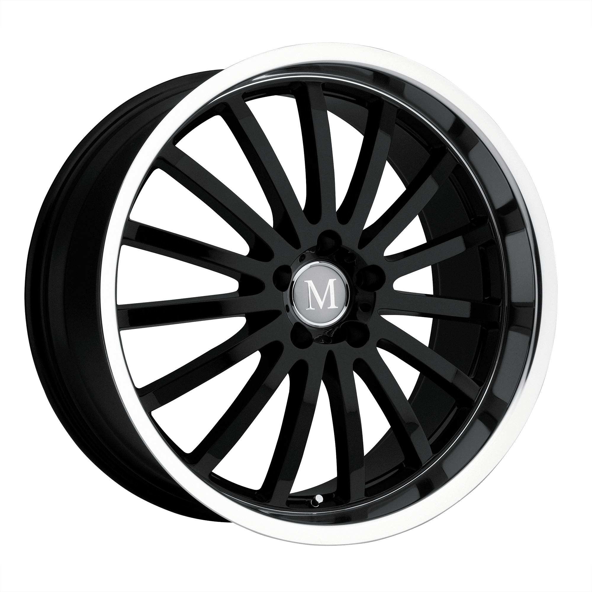 Mandrus 17"x8" Non-Chrome Gloss Black with Mirror Cut Lip Custom Wheel ARSWCW1780MAM255112B66