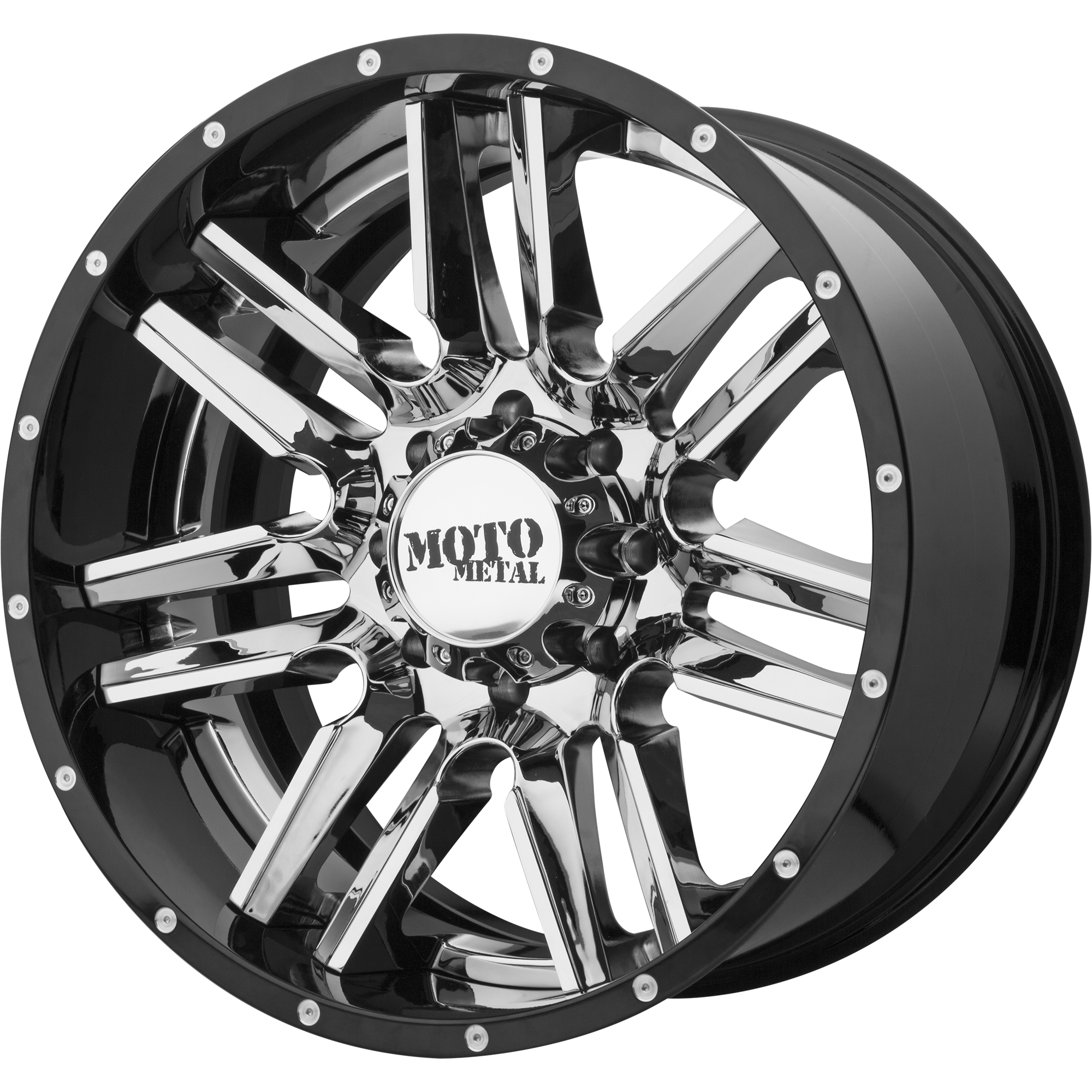 Moto Metal 20"x10" Non-Chrome Chrome Center Gloss Black Milled Lip Custom Wheel ARSWCWMO20220105018NCB