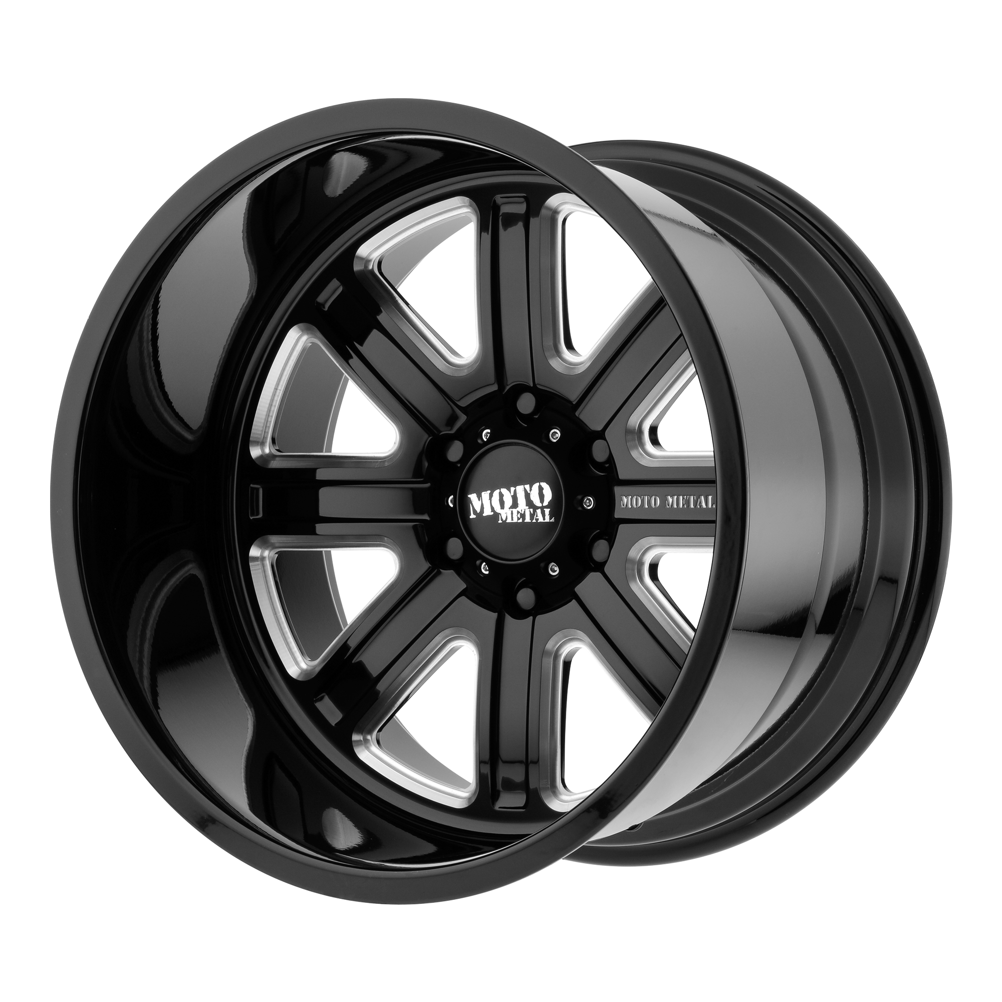 Moto Metal 22"x10" Non-Chrome Gloss Black Milled Custom Wheel ARSWCWMO40222087918N