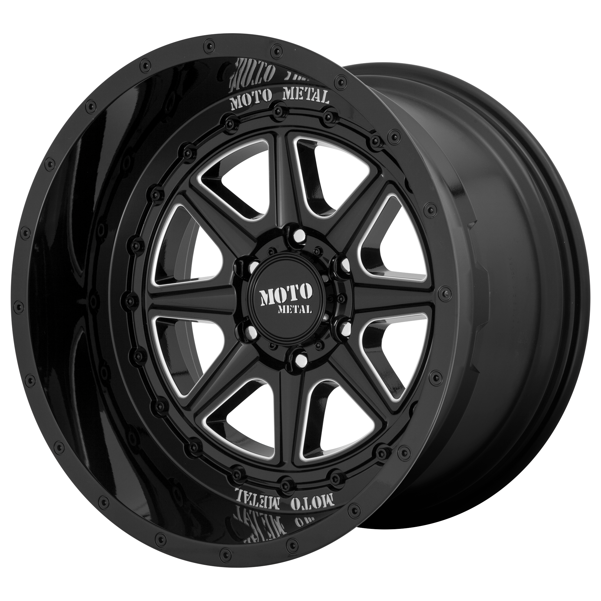 Moto Metal 20"x10" Non-Chrome Gloss Black Milled Custom Wheel ARSWCWMO80121050318N