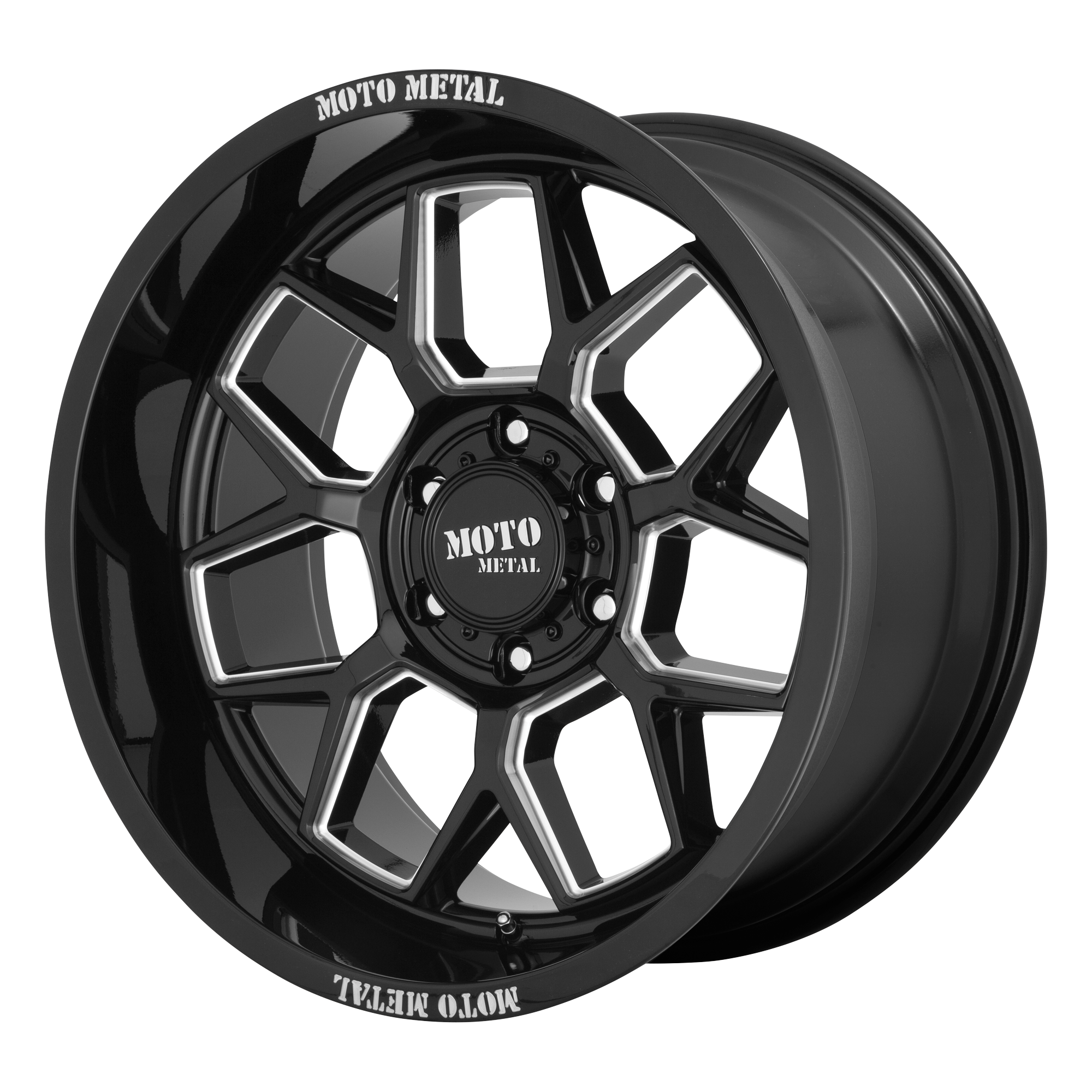 Moto Metal 20"x10" Non-Chrome Gloss Black Milled Custom Wheel ARSWCWMO80321050318N