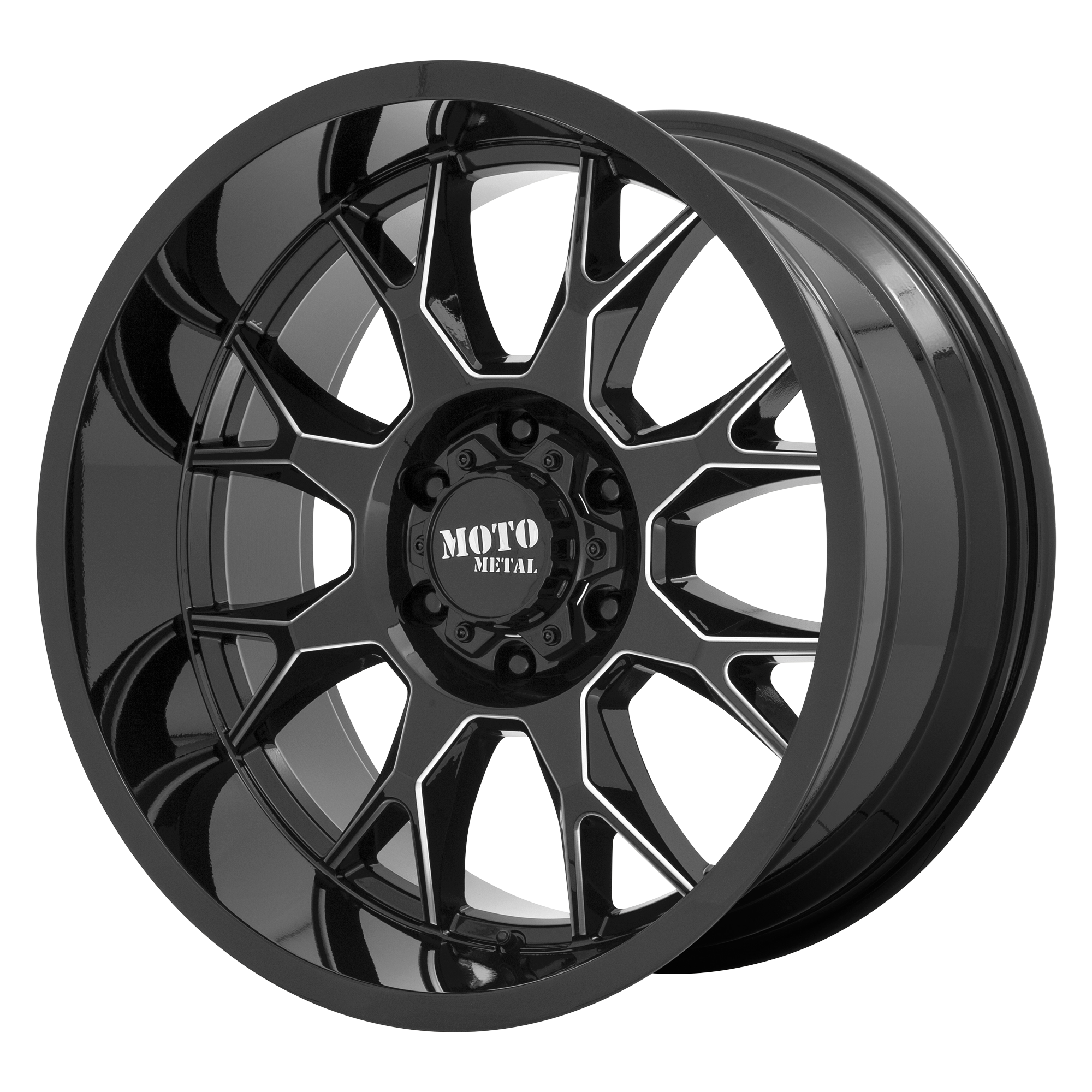 Moto Metal 20"x10" Non-Chrome Gloss Black Milled Custom Wheel ARSWCWMO80621050318N