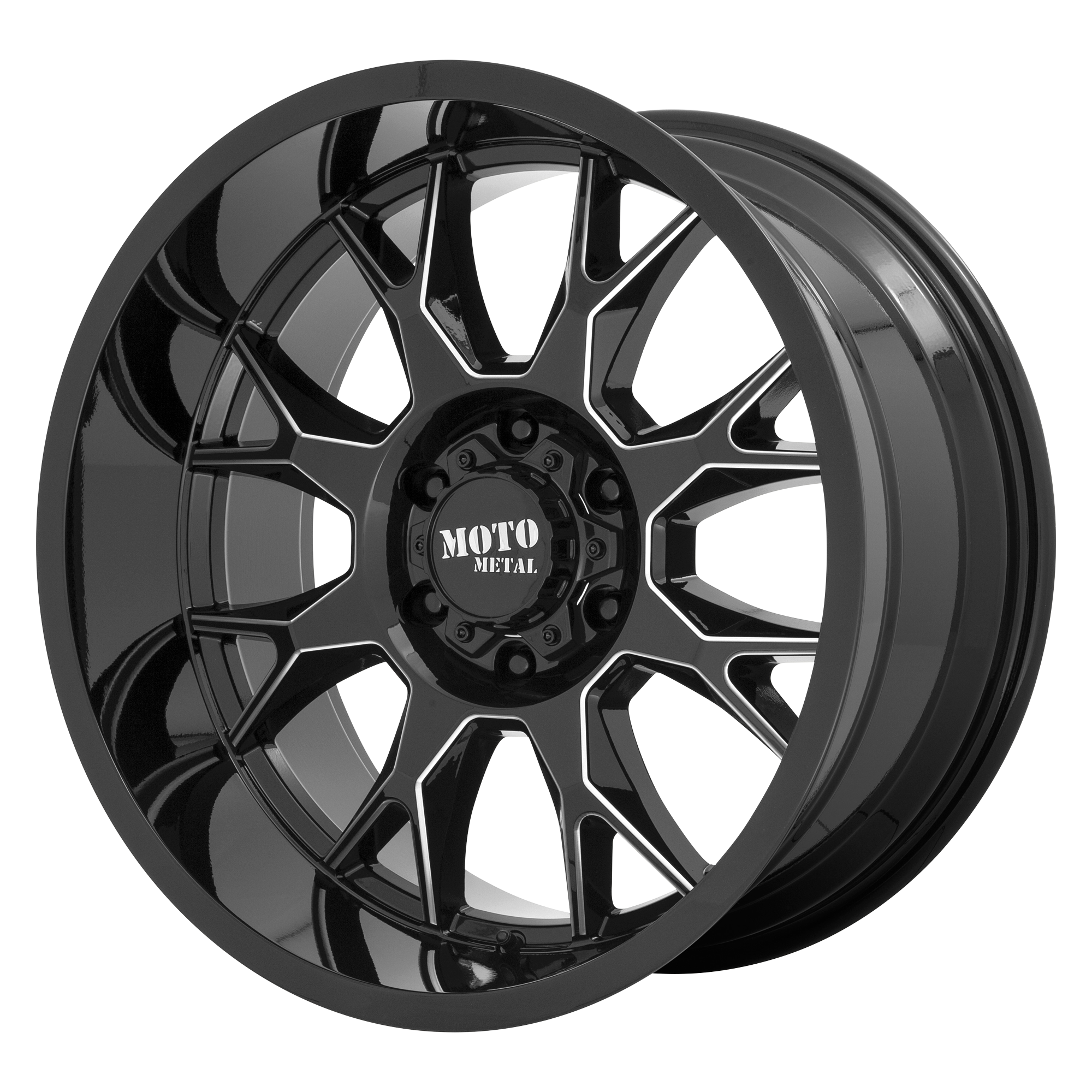 Moto Metal 20"x10" Non-Chrome Gloss Black Milled Custom Wheel ARSWCWMO80621068318N