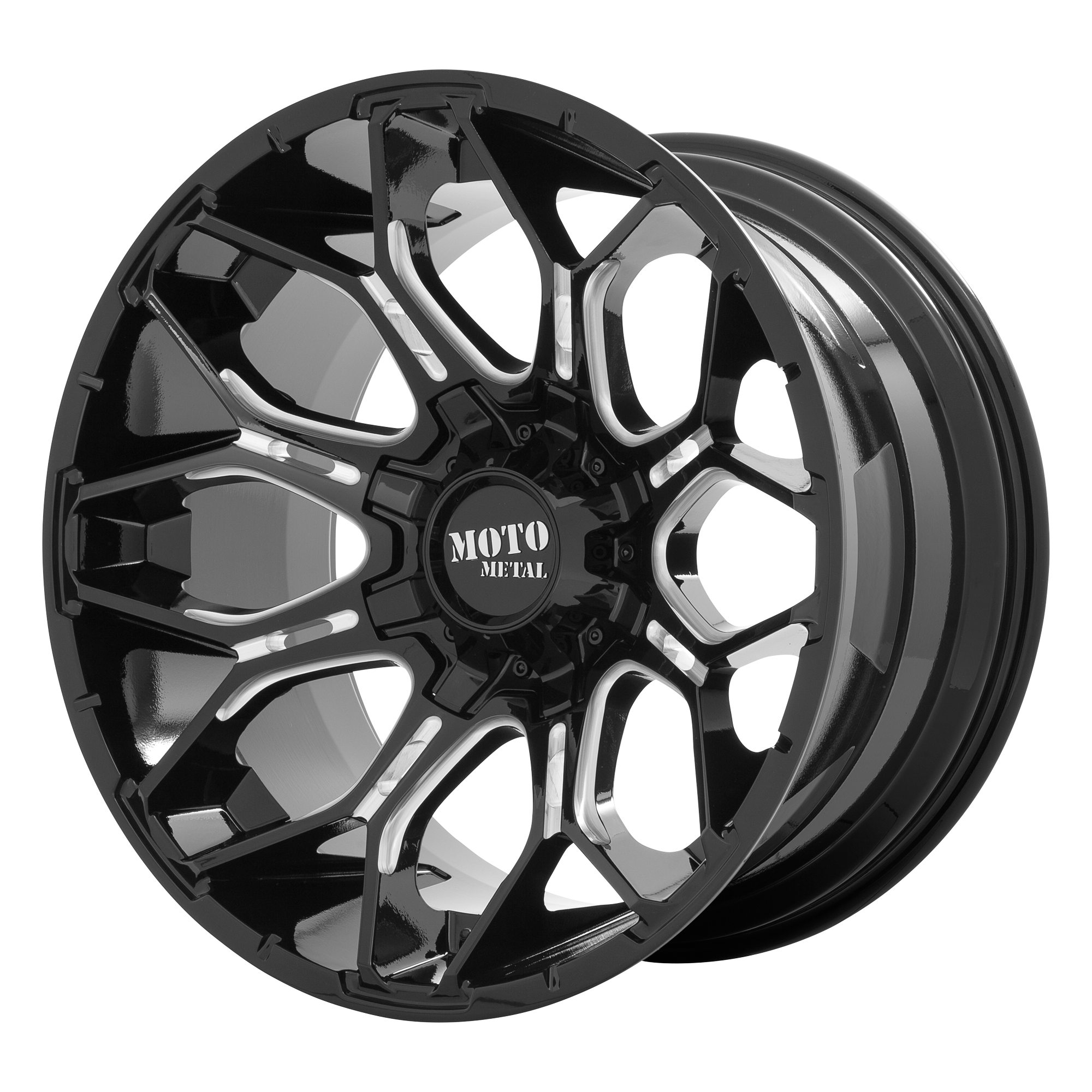 Moto Metal 20"x10" Non-Chrome Gloss Black Milled Custom Wheel ARSWCWMO80821035318N