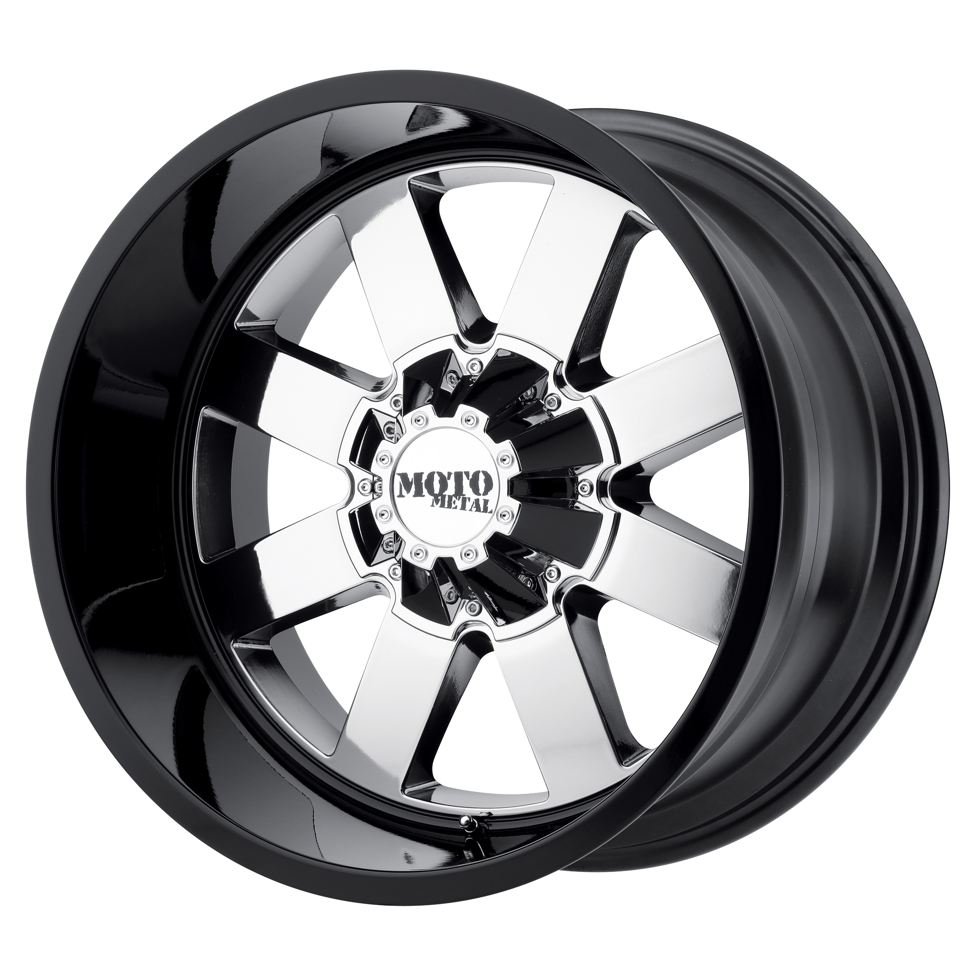 Moto Metal 20"x12" Chrome PVD Center Gloss Black Lip Custom Wheel ARSWCWMO96221235944N