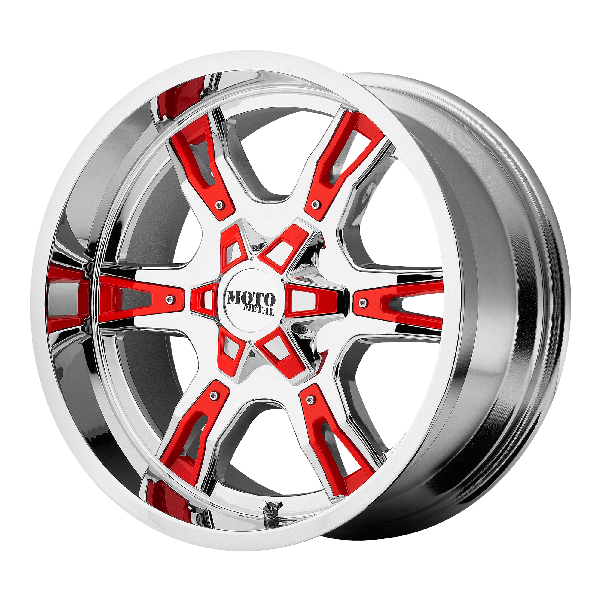 Moto Metal 22"x12" Non-Chrome Chrome With Red And Black Accents Custom Wheel ARSWCWMO96922268244N