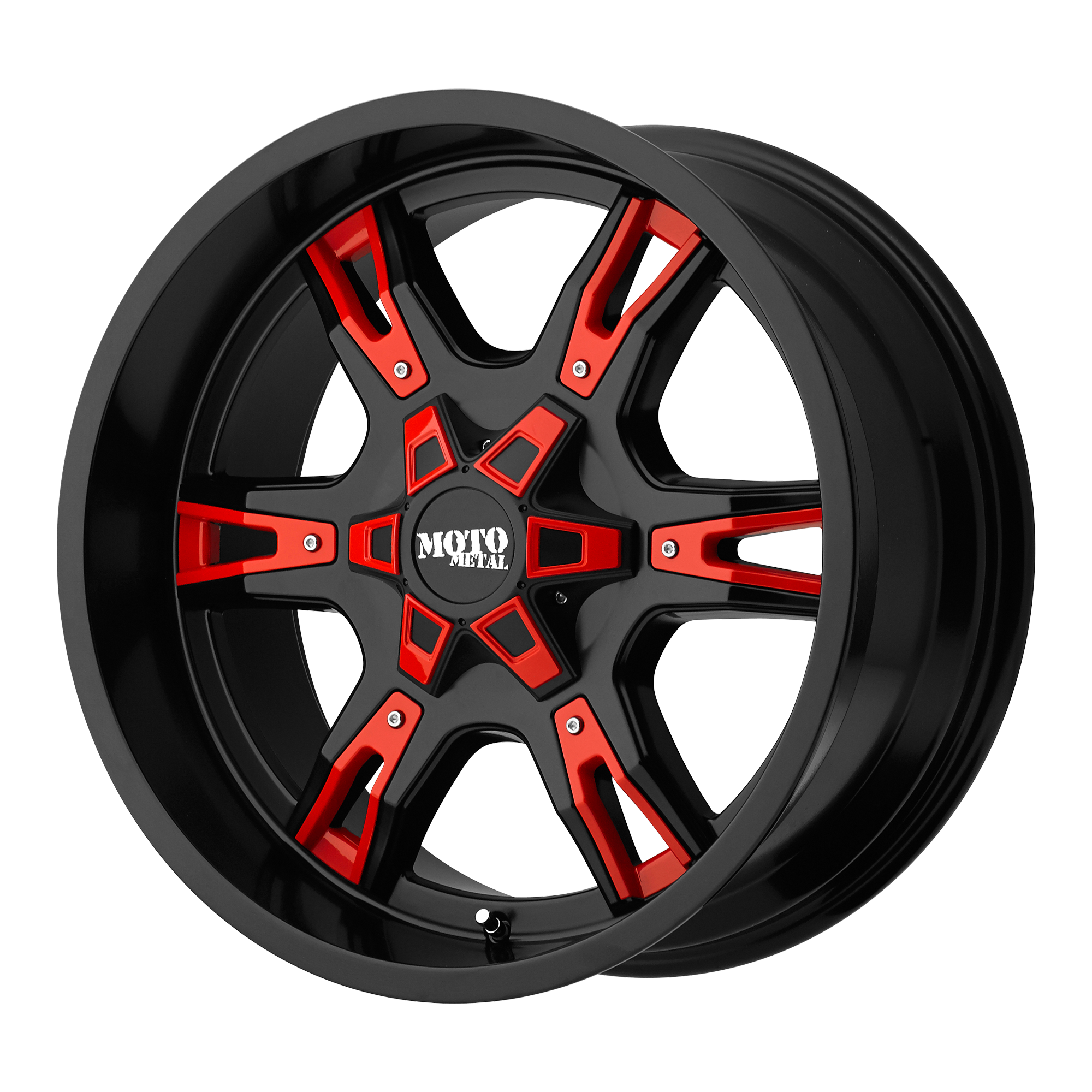 Moto Metal 20"x12" Non-Chrome Satin Black With Red And Chrome Accents Custom Wheel ARSWCWMO96921250744N