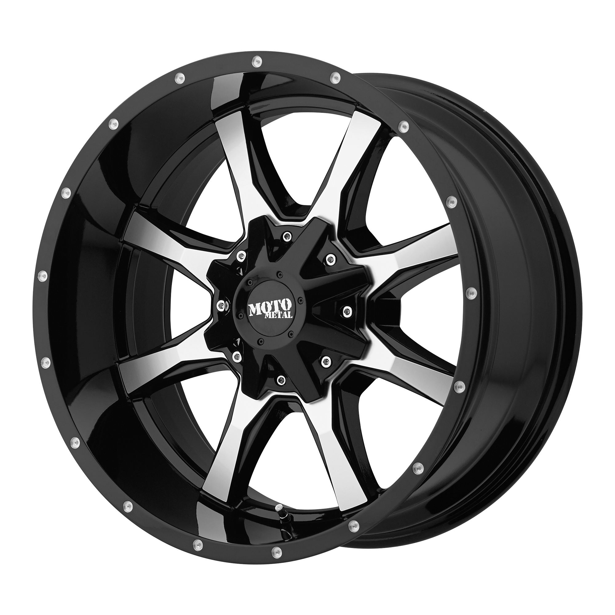Moto Metal 20"x10" Non-Chrome Gloss Black With Machined Face Custom Wheel ARSWCWMO97021080312