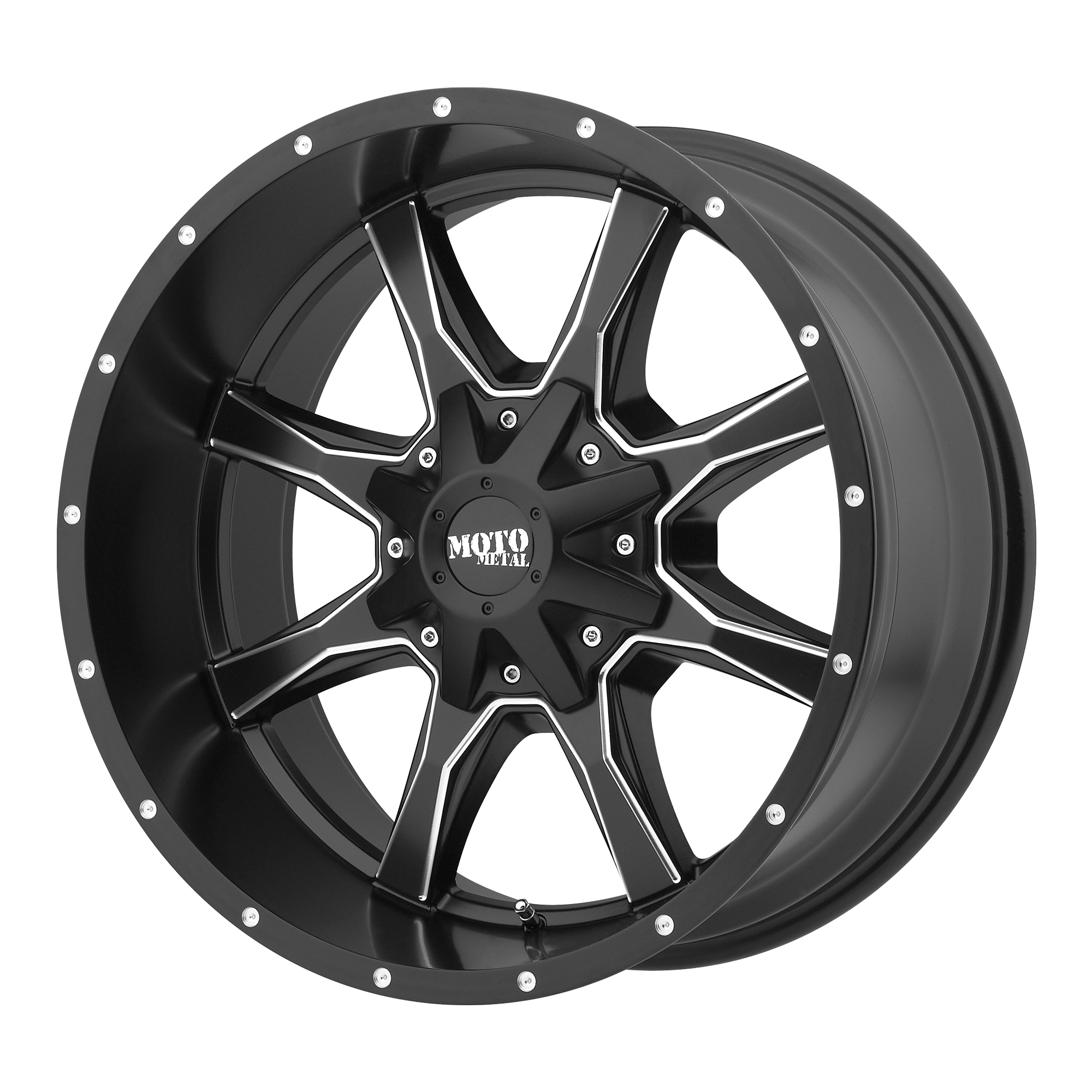 Moto Metal 22"x12" Non-Chrome Semi Gloss Black Milled Custom Wheel ARSWCWMO97022280944N