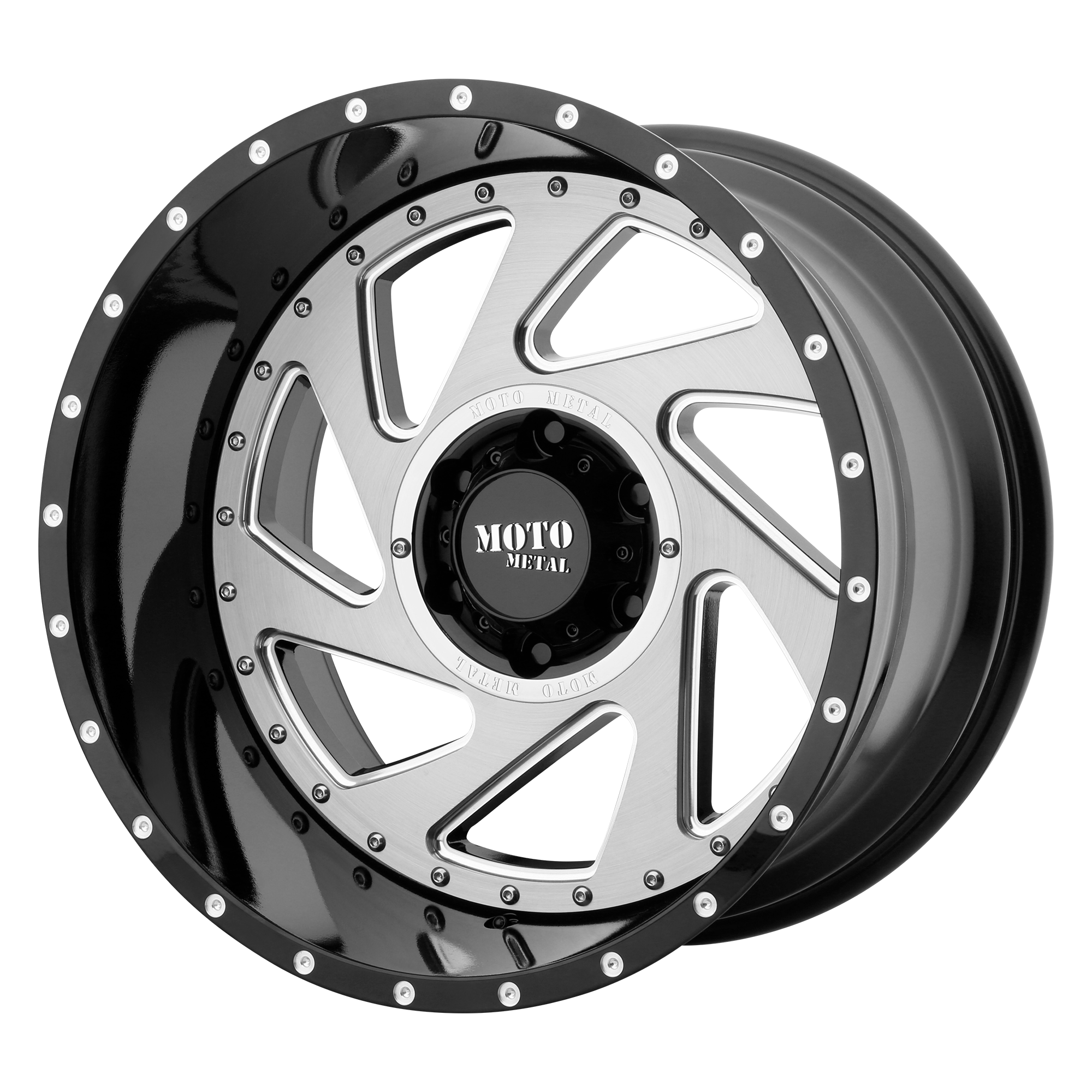 Moto Metal 20"x12" Non-Chrome Gloss Black Milled Brushed Inserts Custom Wheel ARSWCWMO98921288344N
