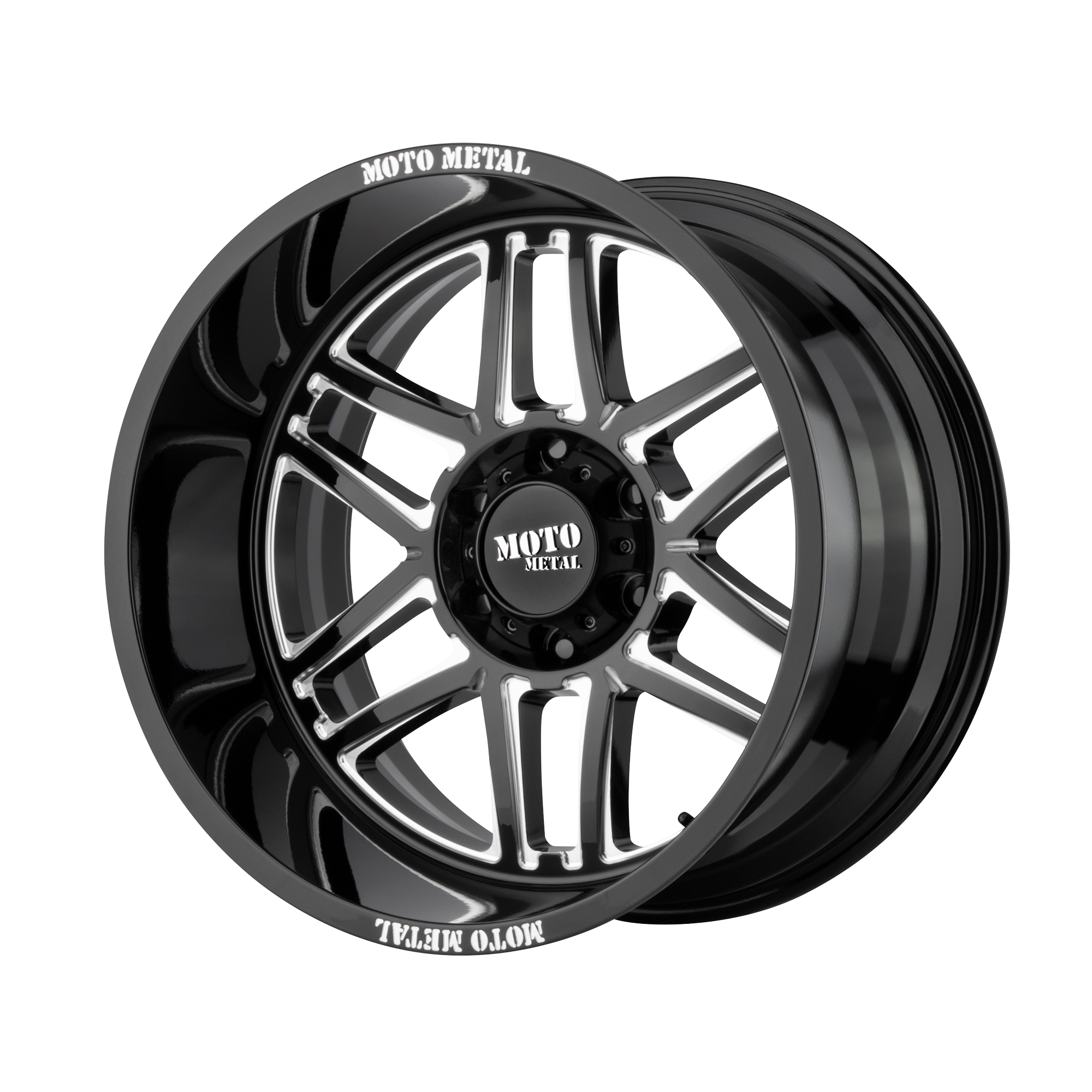 Moto Metal 20"x10" Non-Chrome Gloss Black Milled Custom Wheel ARSWCWMO99221050318N