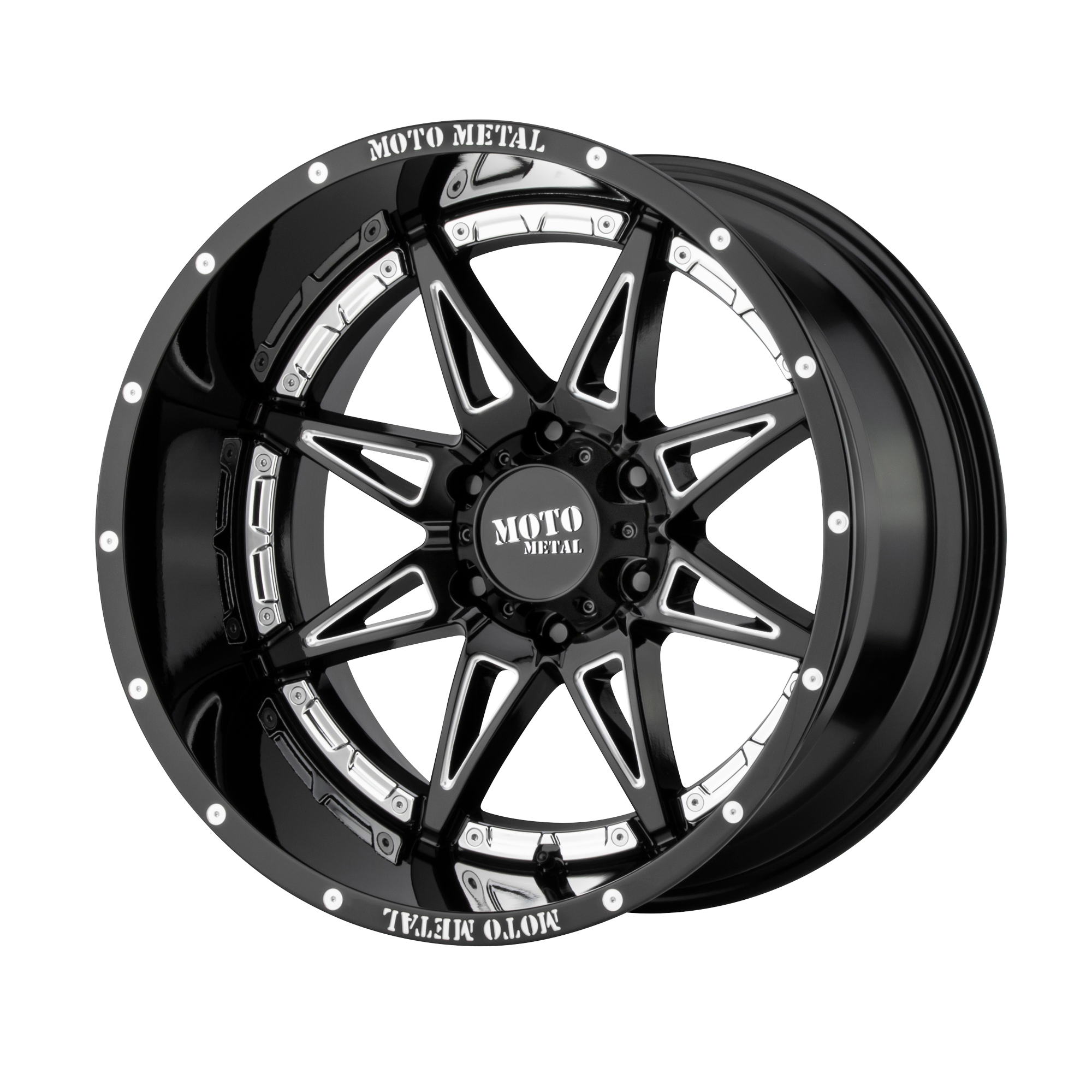 Moto Metal 20"x10" Non-Chrome Gloss Black Milled Custom Wheel ARSWCWMO99321050318N